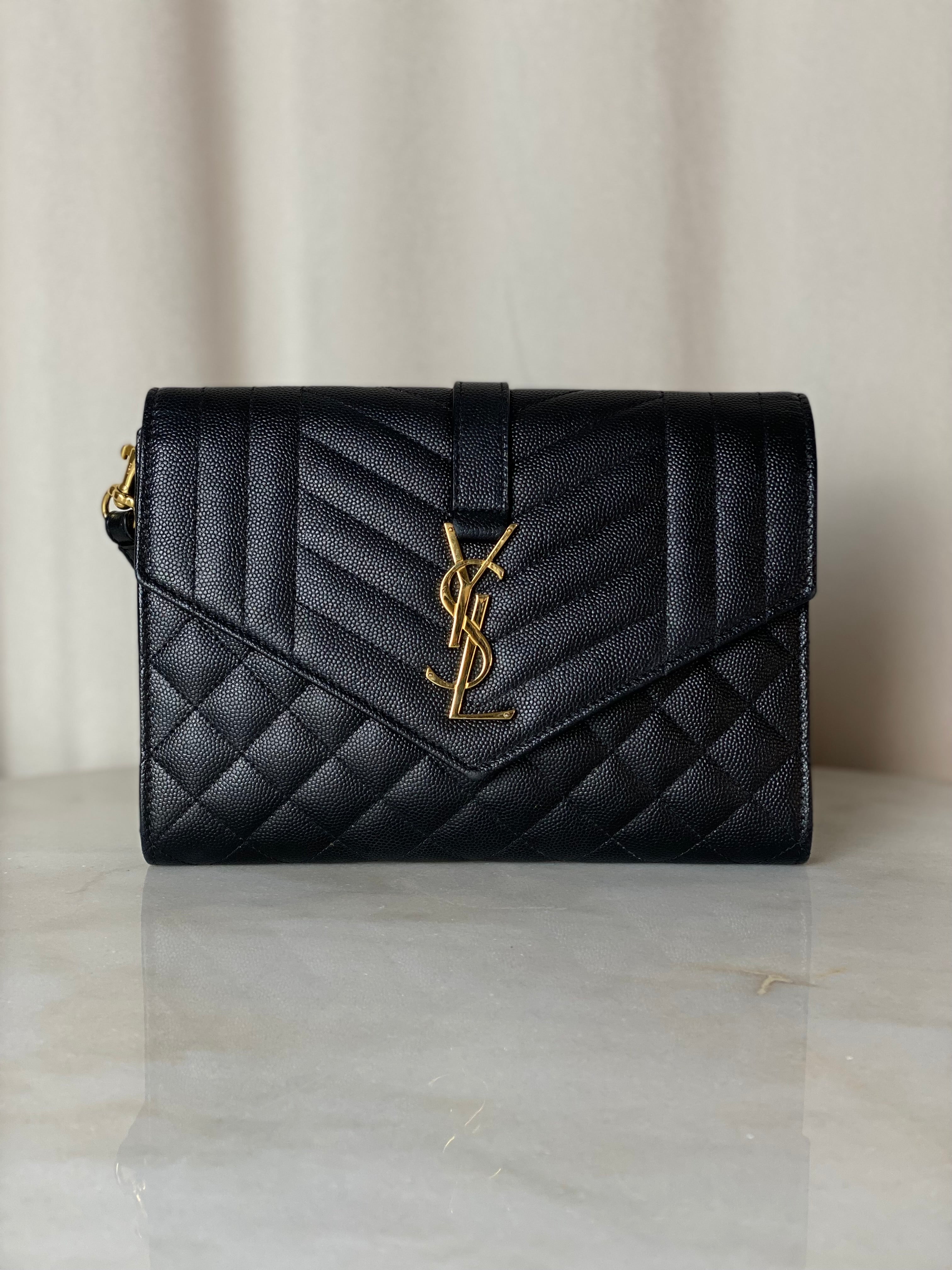 YSL Black Envelope Classic Pouch-Pouch-YSL-The Closet Egypt