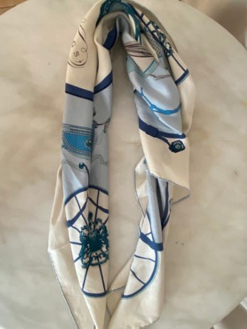 Hermes Blue Springs Square Silk-Scarf-Hermes-The Closet Egypt