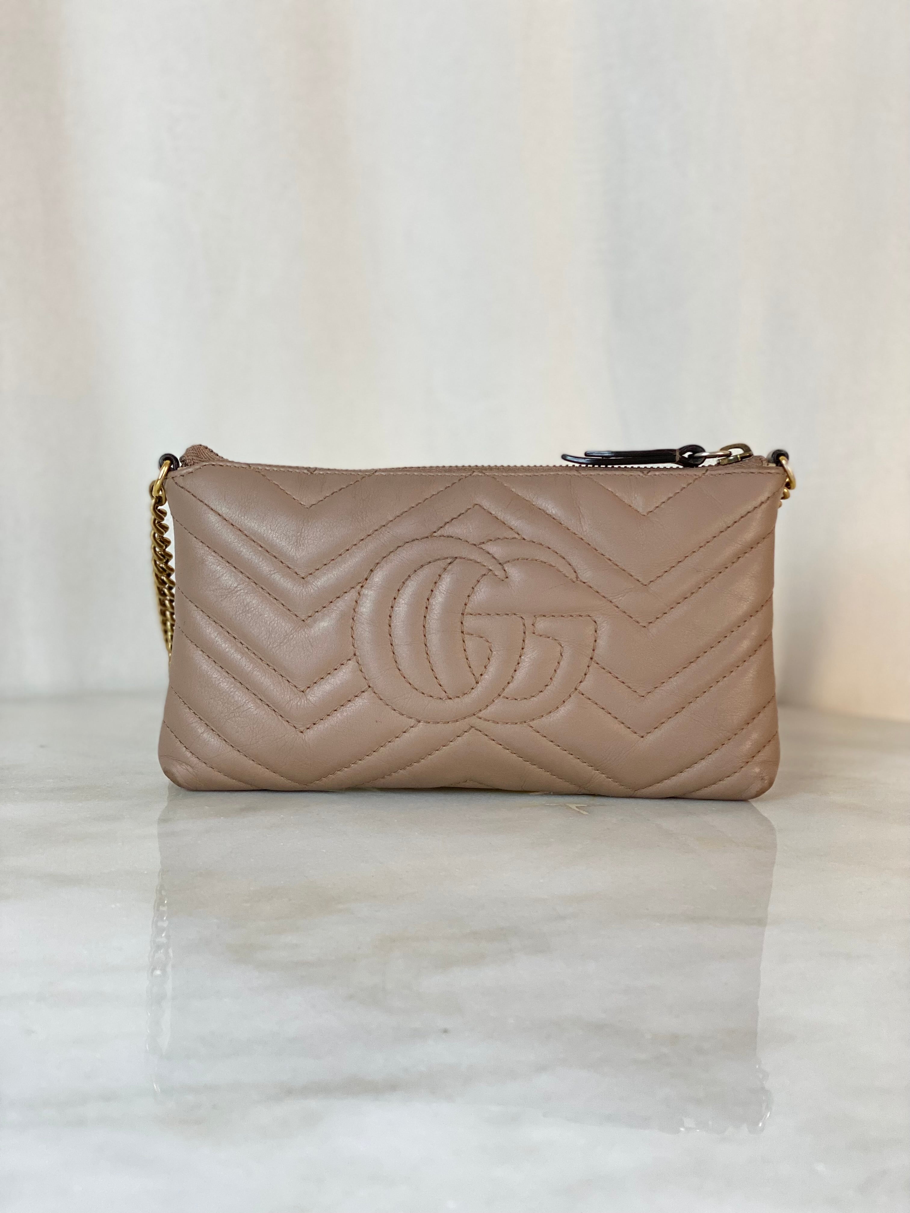 Gucci Nude Marmont Crossbody Mini Chain Bag