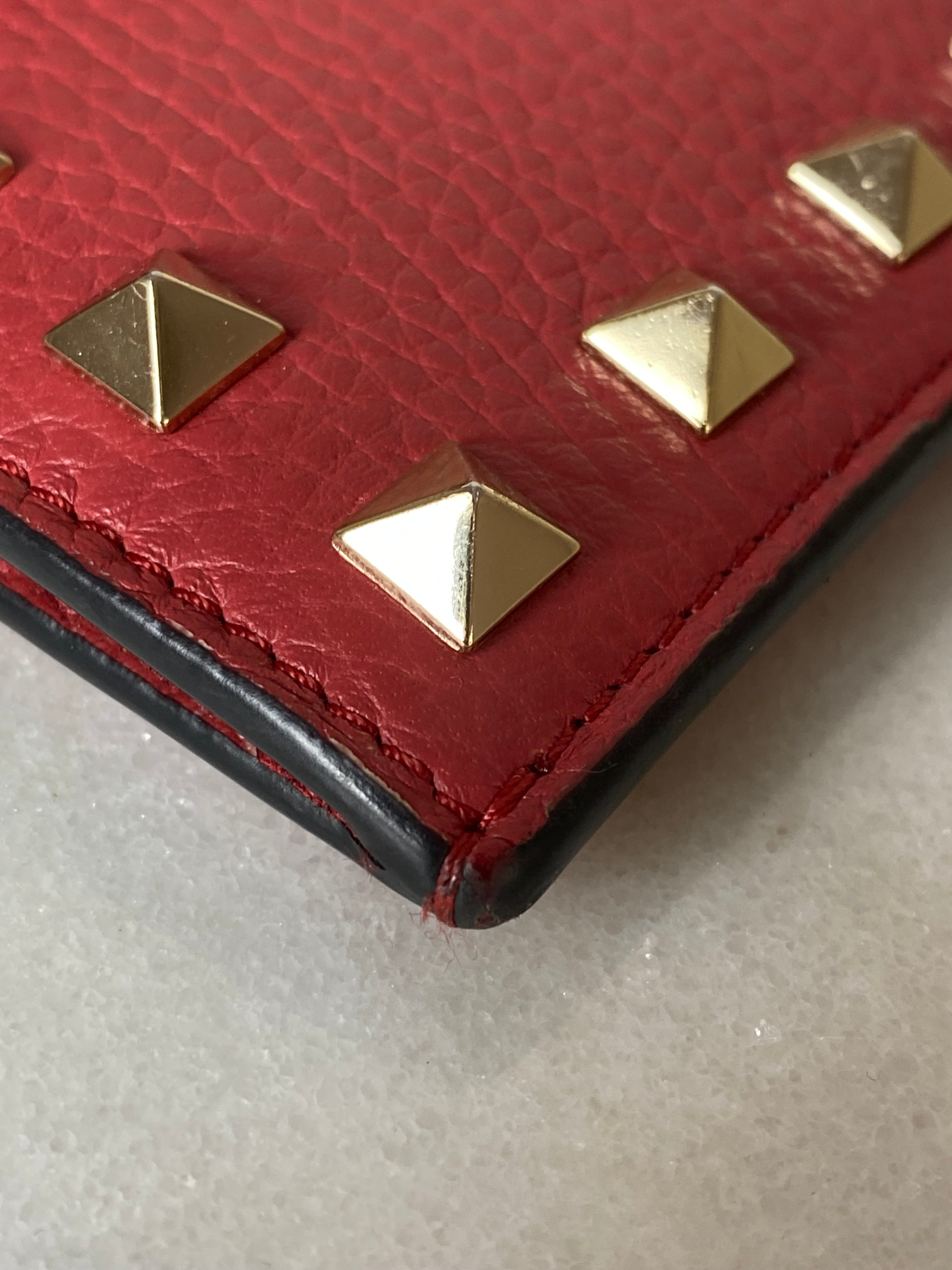 Valentino Red Rockstud Wallet-wallet-Valentino-The Closet Egypt