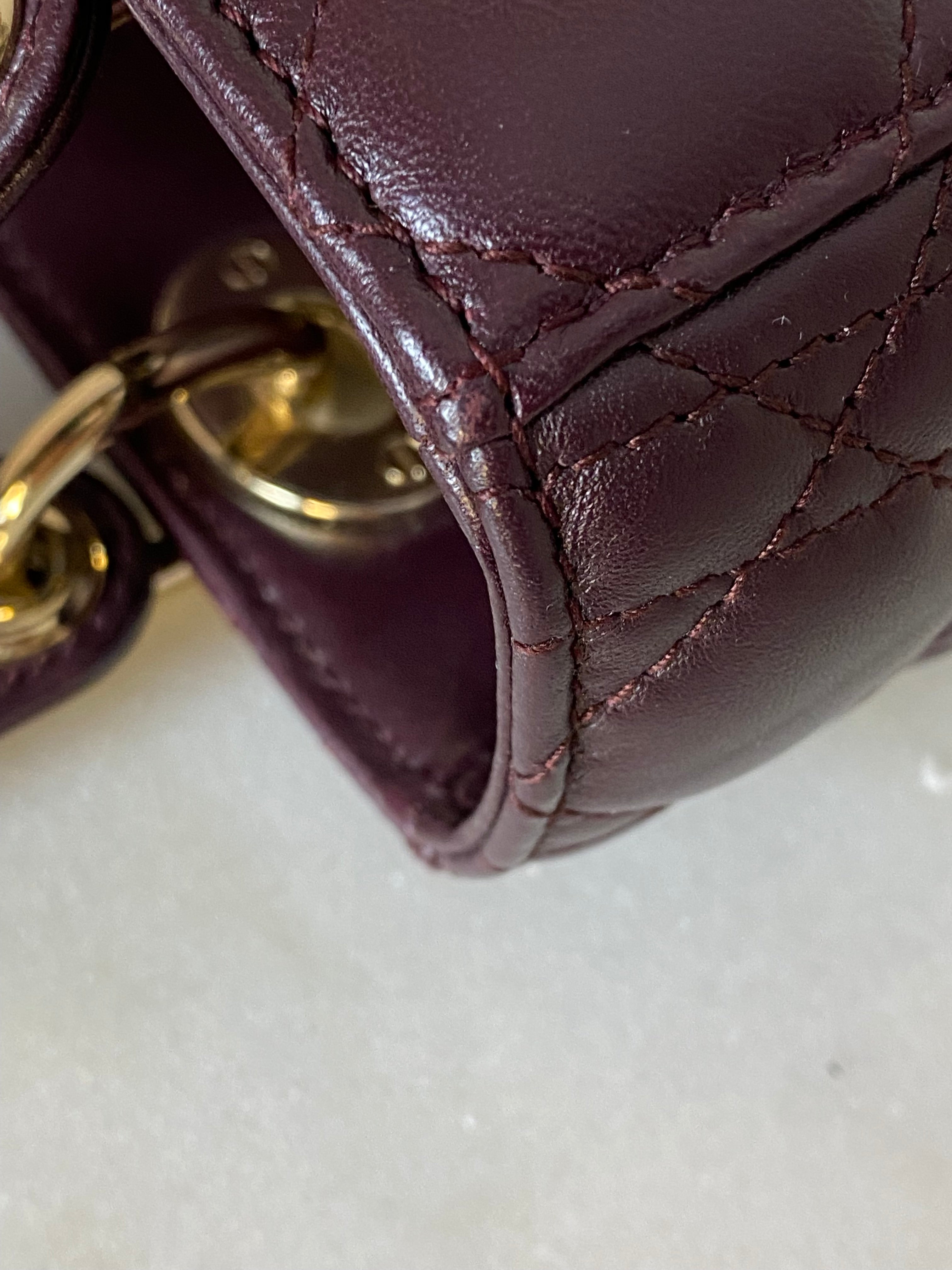 Christian Dior Burgundy Lady Dior Small W/ Strap-handbag-Christian Dior-The Closet Egypt