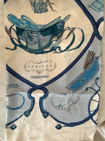 Hermes Blue Springs Square Silk-Scarf-Hermes-The Closet Egypt