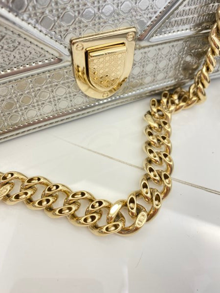 Christian Dior Metallic Silver Diorama Small Bag