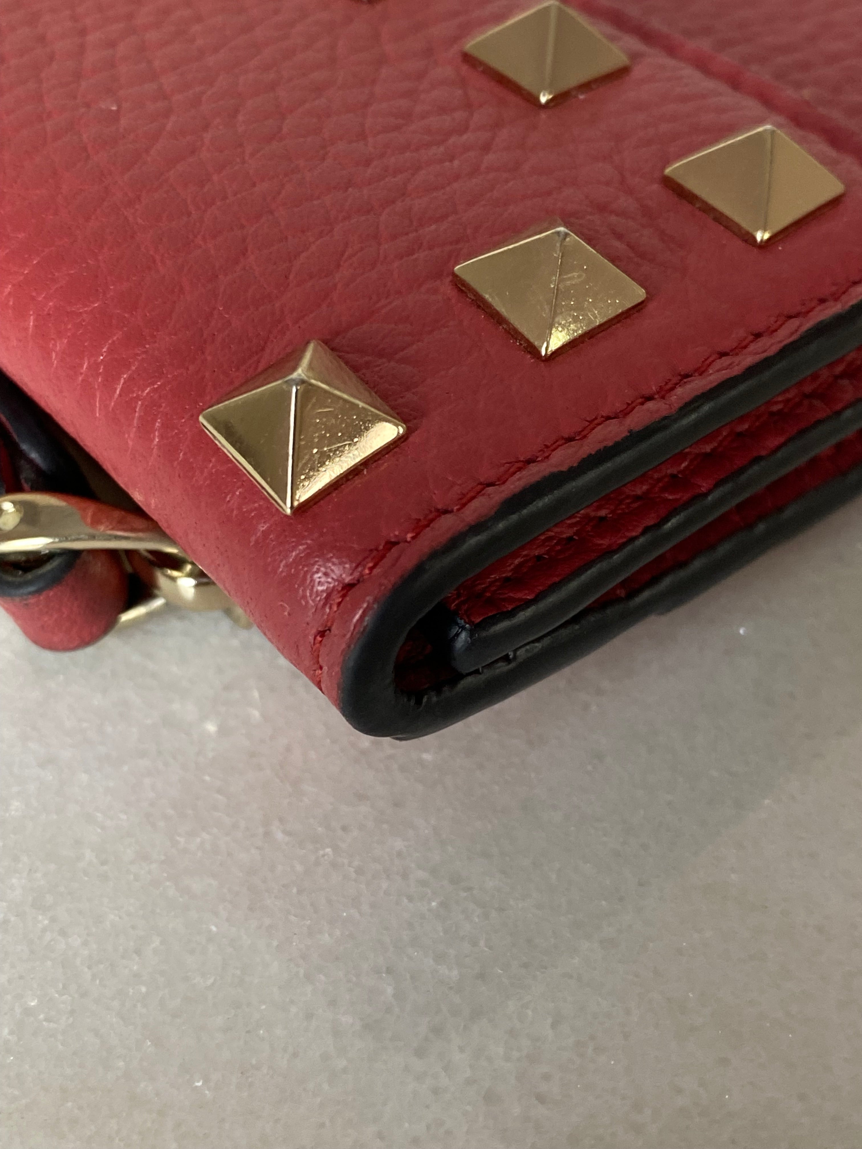 Valentino Red Rockstud Wallet-wallet-Valentino-The Closet Egypt
