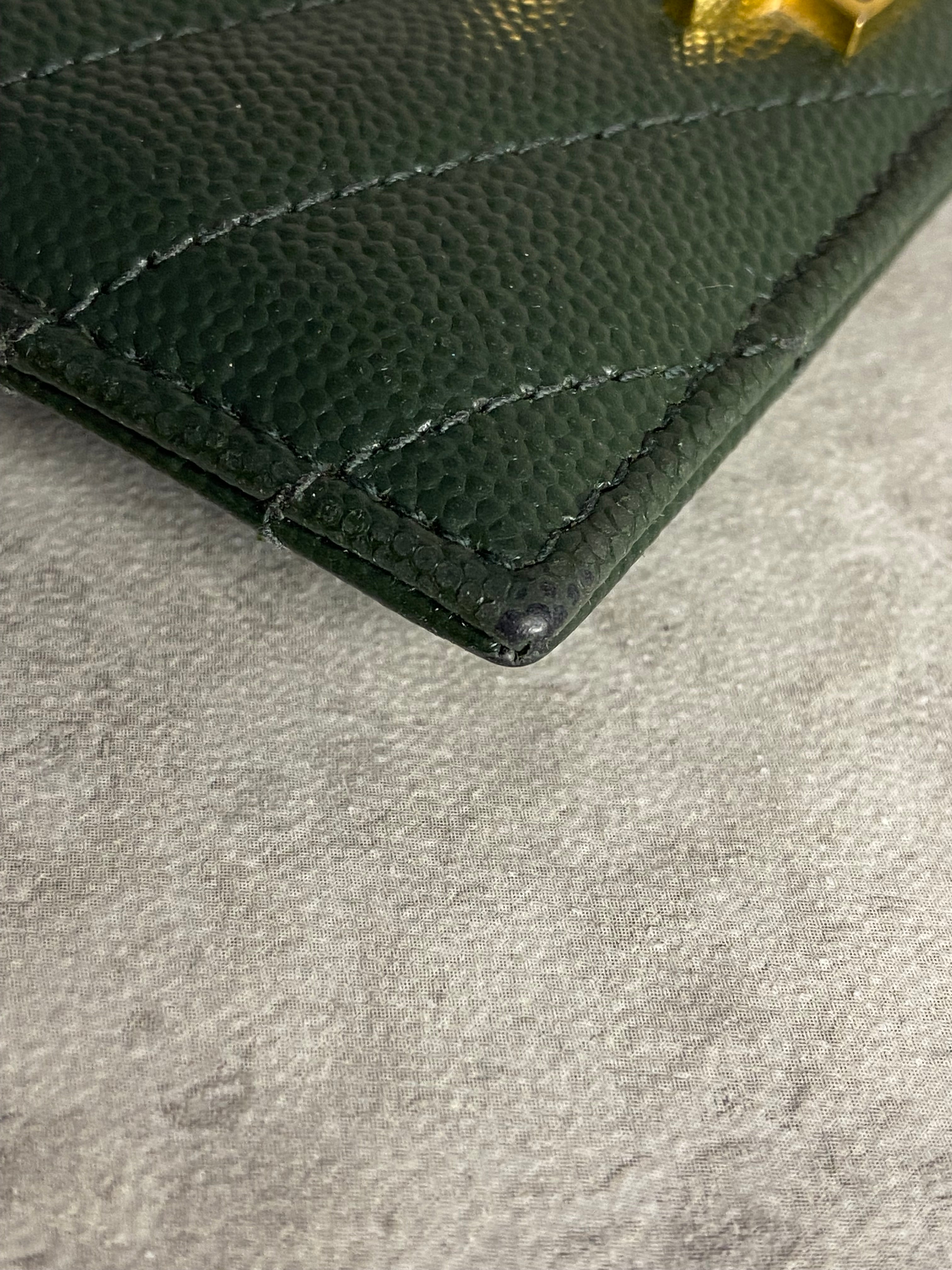 YSL Green Cassandre Card Holder-Card Holder-YSL-The Closet Egypt