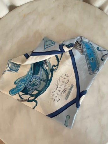Hermes Blue Springs Square Silk-Scarf-Hermes-The Closet Egypt