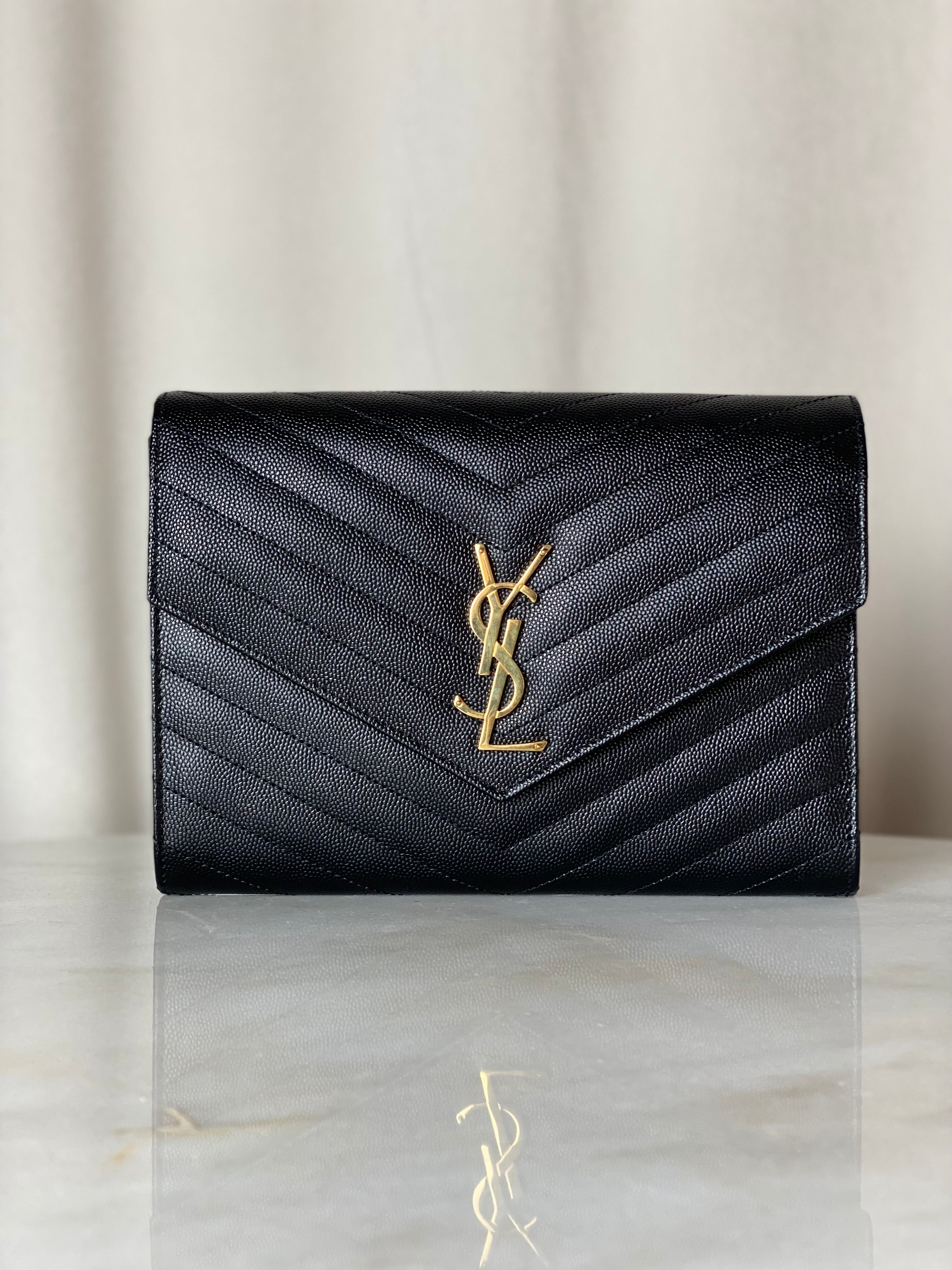 YSL Black Cassandre Flap Clutch-Clutch-YSL-The Closet Egypt