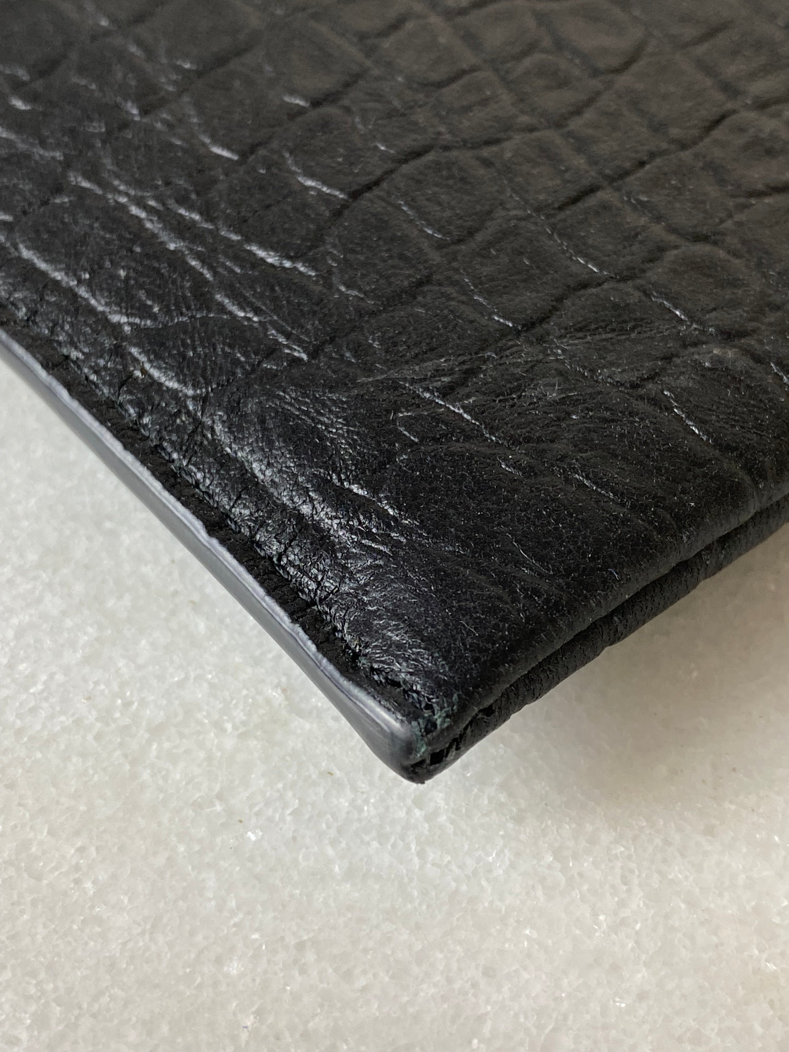 YSL Black Croco Embossed Cassandre Zip Pouch Tablet Holder