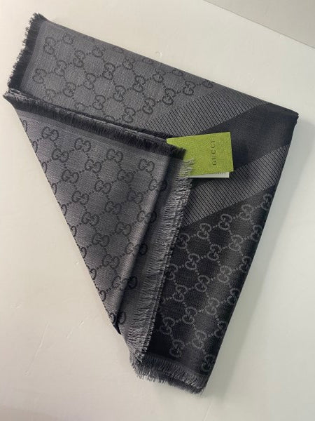 Gucci Dark Grey GG Print Scarf-Scarf-Gucci-The Closet Egypt