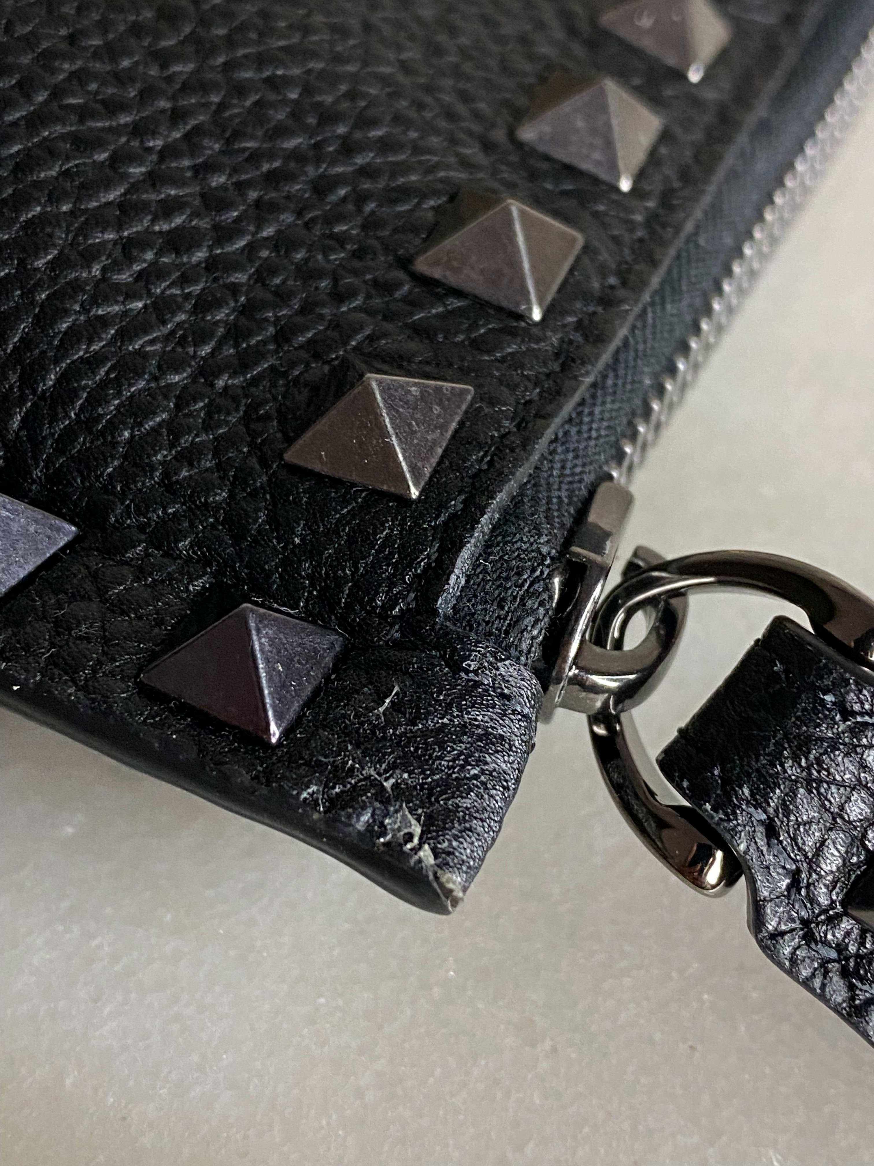 Valentino Black Studded Zip Clutch