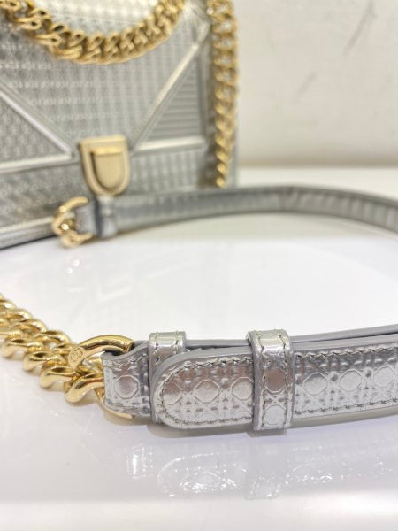 Christian Dior Metallic Silver Diorama Small Bag