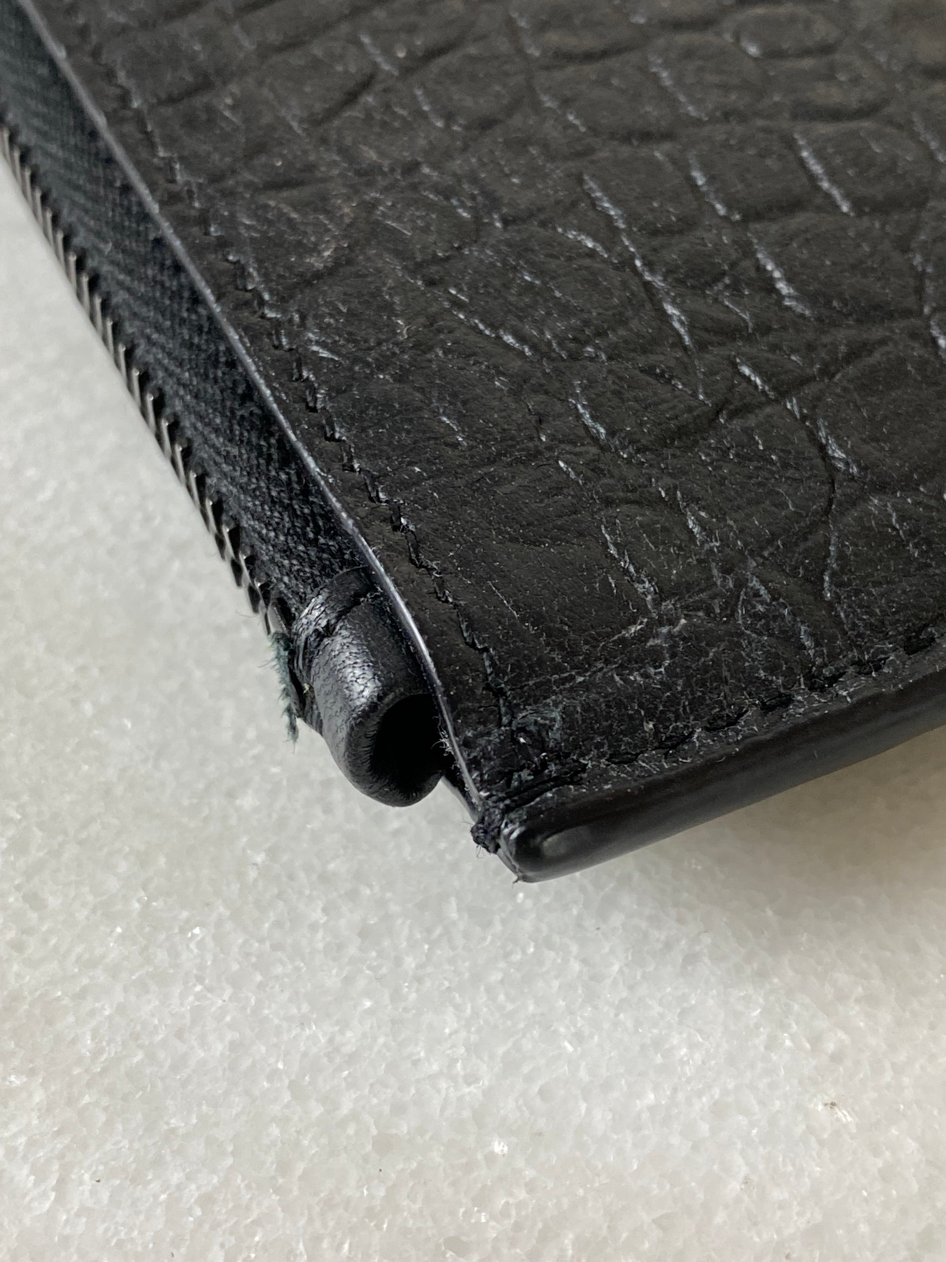 YSL Black Croco Embossed Cassandre Zip Pouch Tablet Holder