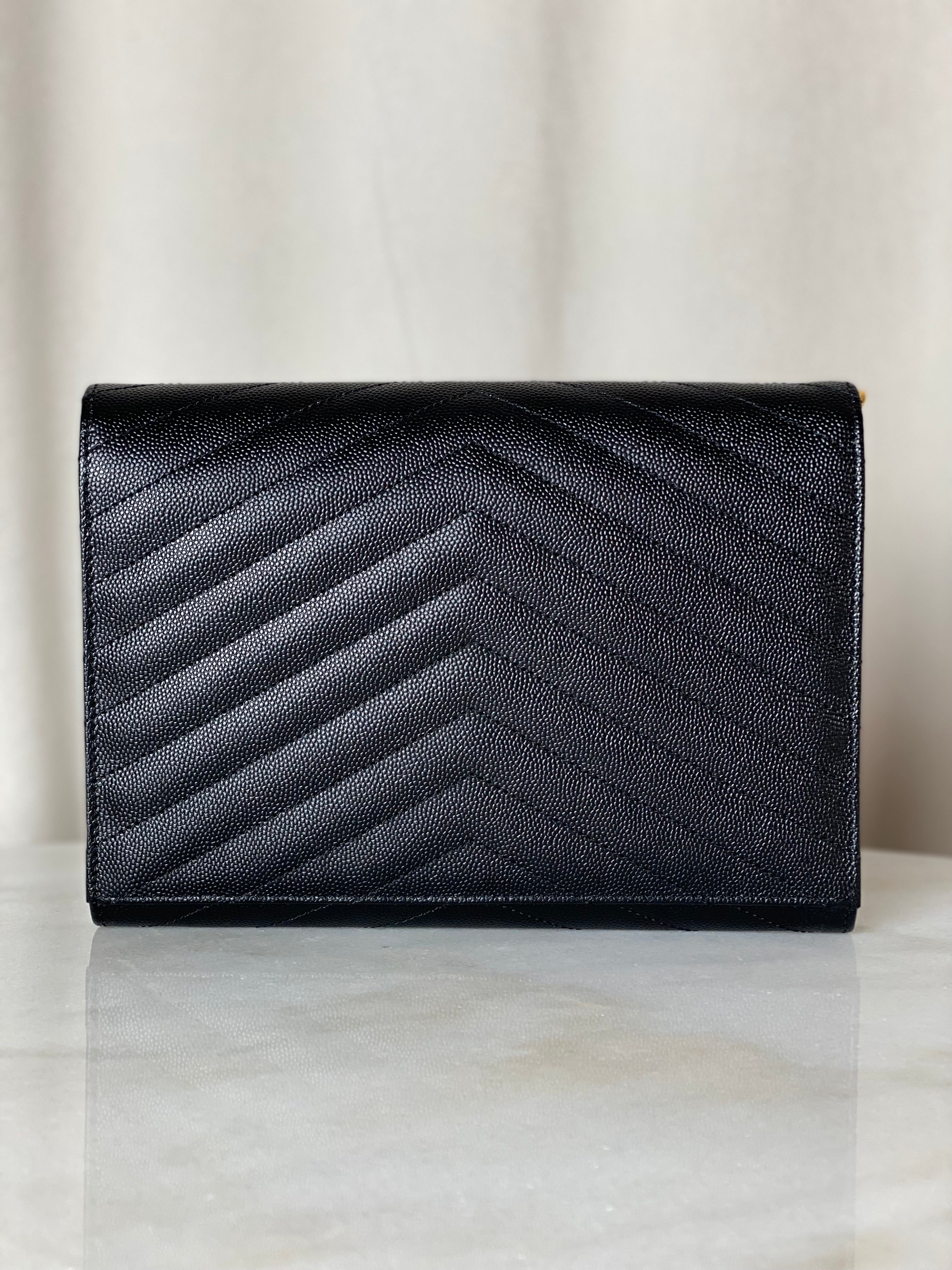 YSL Black Cassandre Flap Clutch-Clutch-YSL-The Closet Egypt