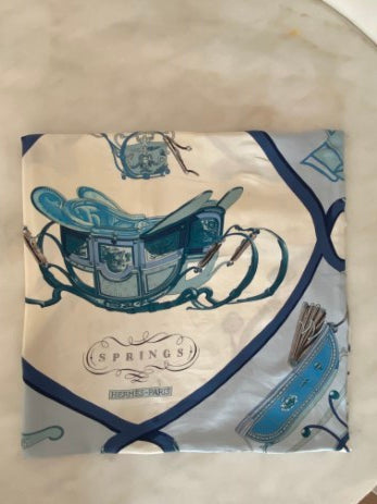 Hermes Blue Springs Square Silk-Scarf-Hermes-The Closet Egypt