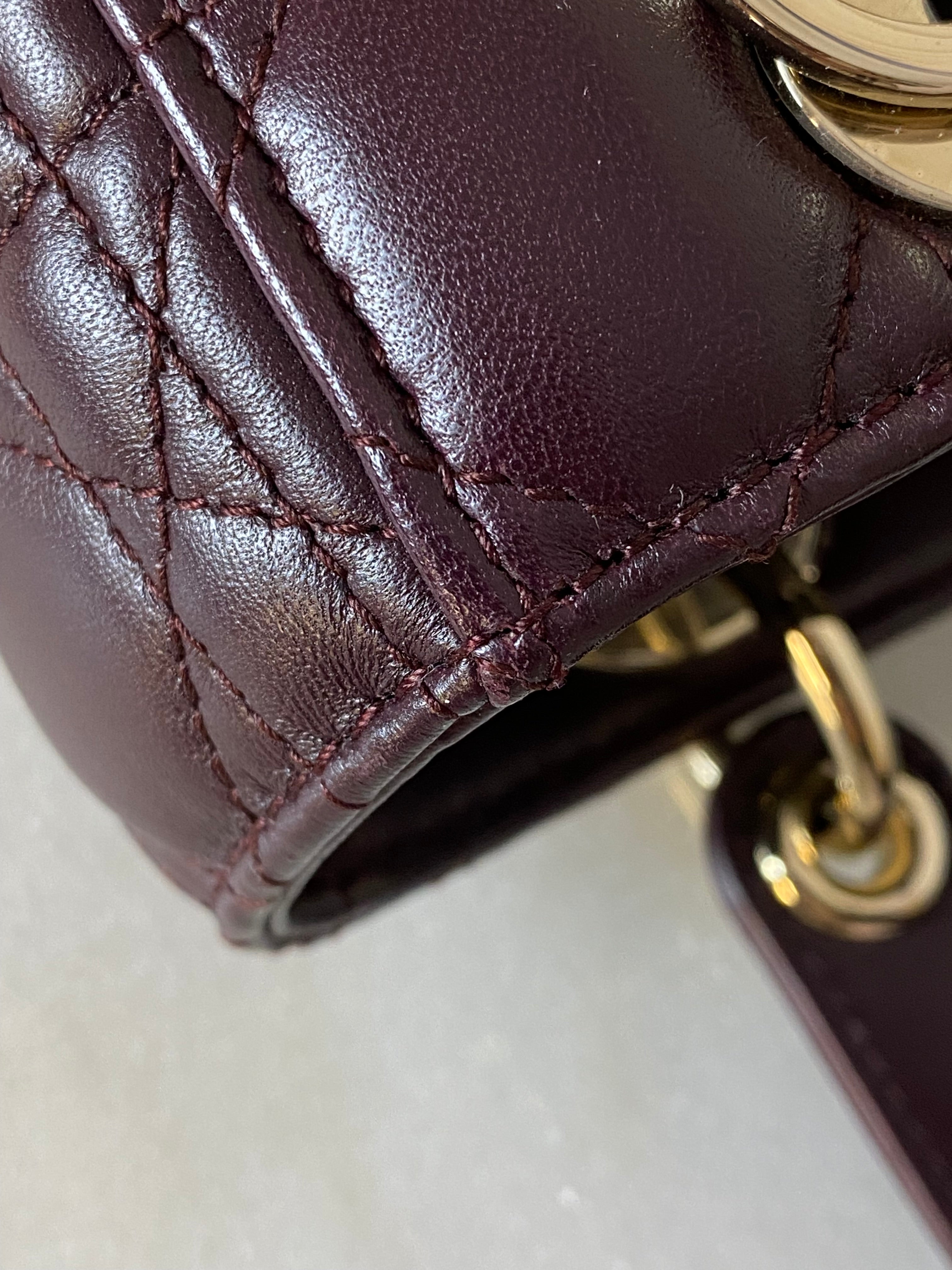 Christian Dior Burgundy Lady Dior Small W/ Strap-handbag-Christian Dior-The Closet Egypt