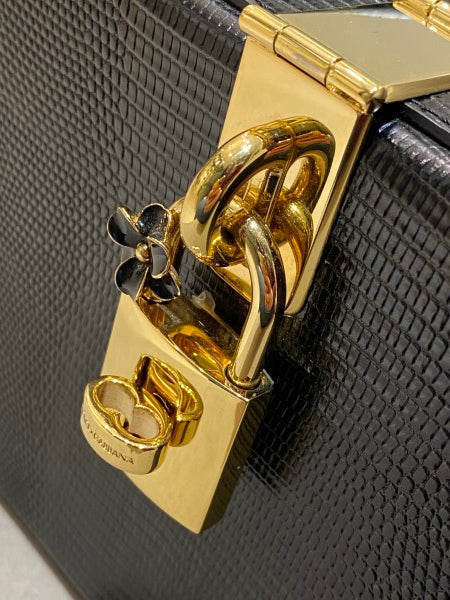 Dolce & Gabbana Black Iguana Print Box Bag-handbag-Dolce & Gabbana-The Closet Egypt
