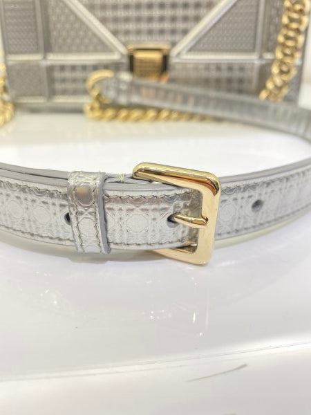 Christian Dior Metallic Silver Diorama Small Bag