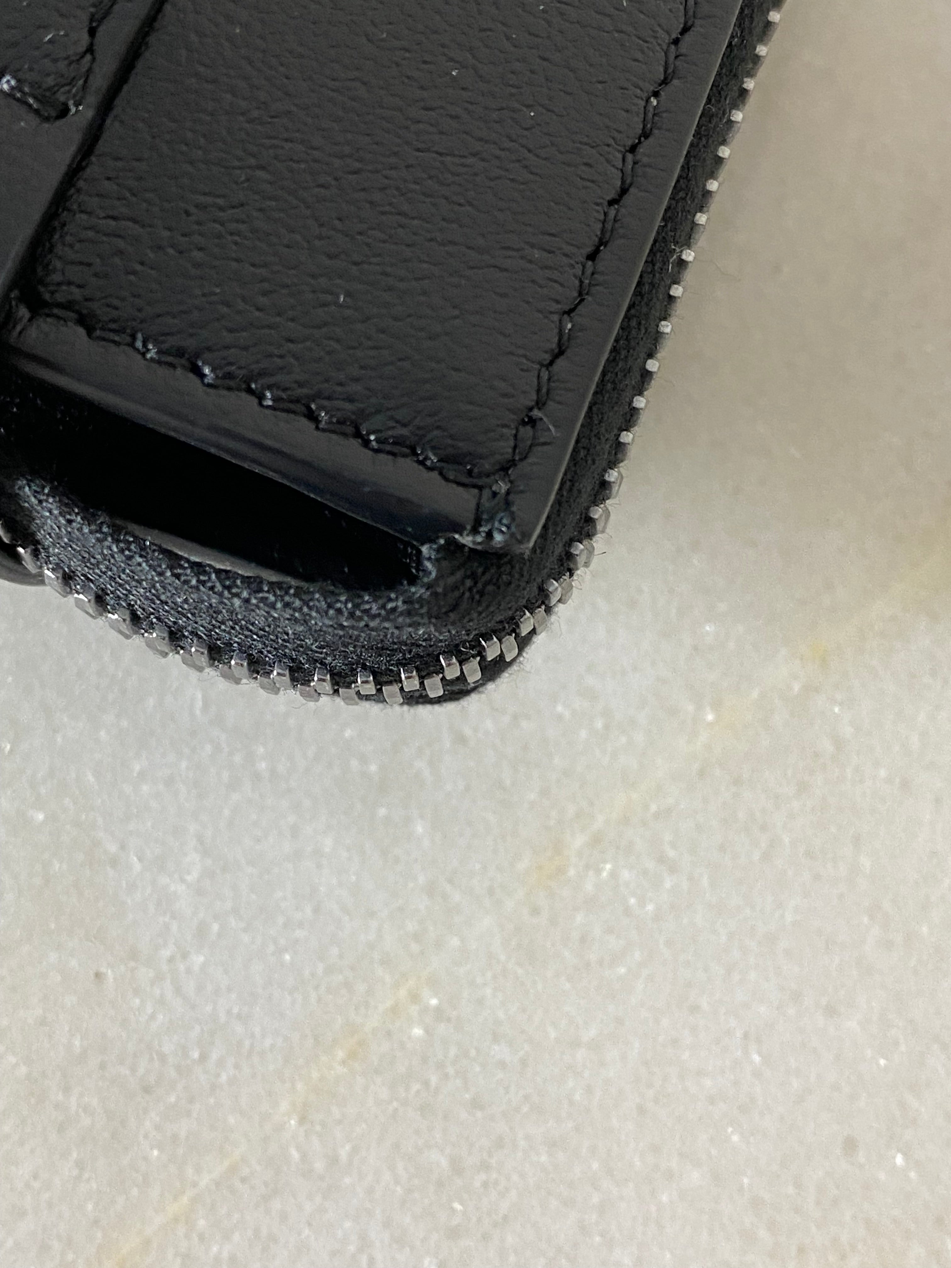Valentino Black V Logo Zip Clutch