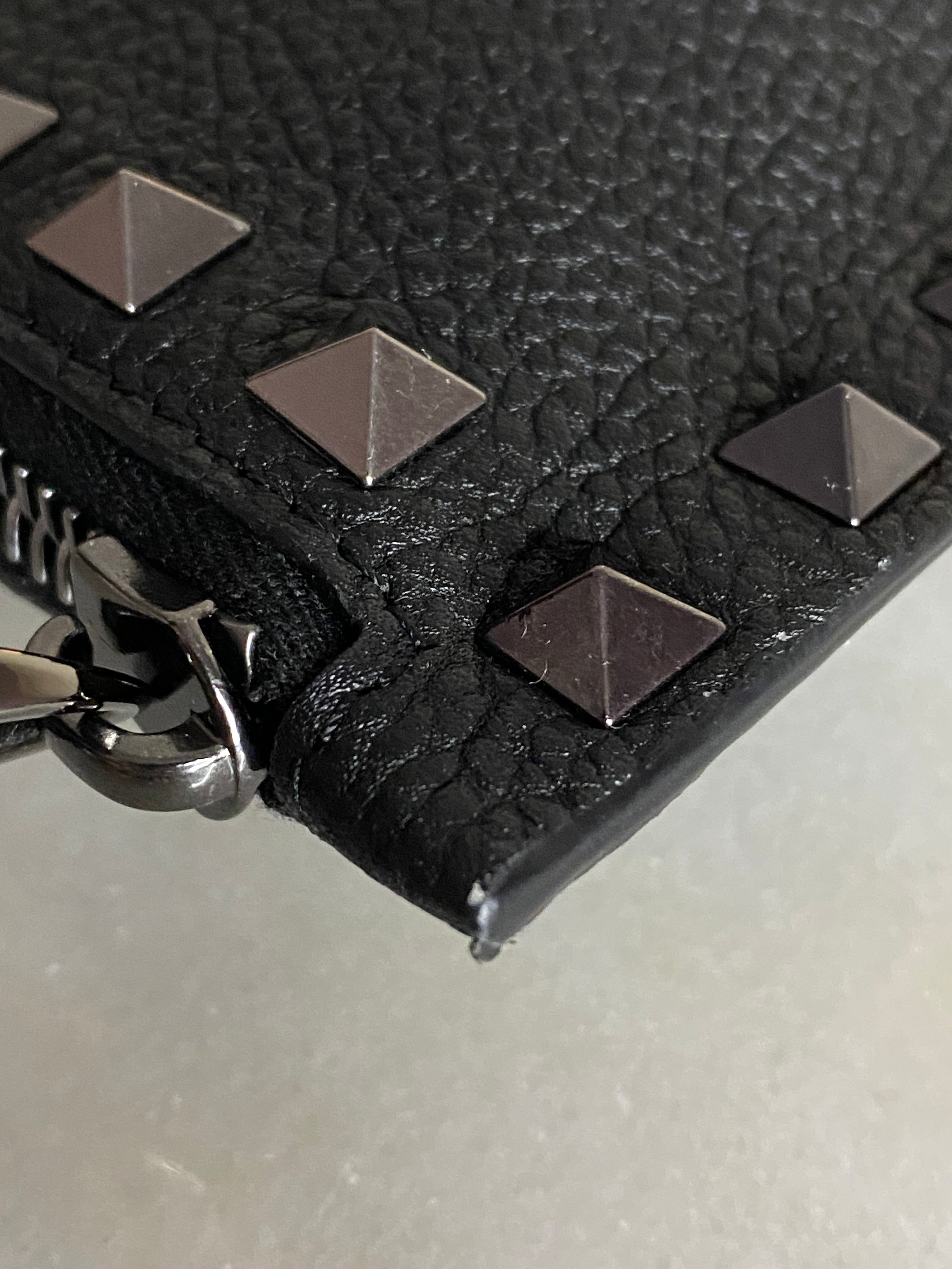 Valentino Black Studded Zip Clutch