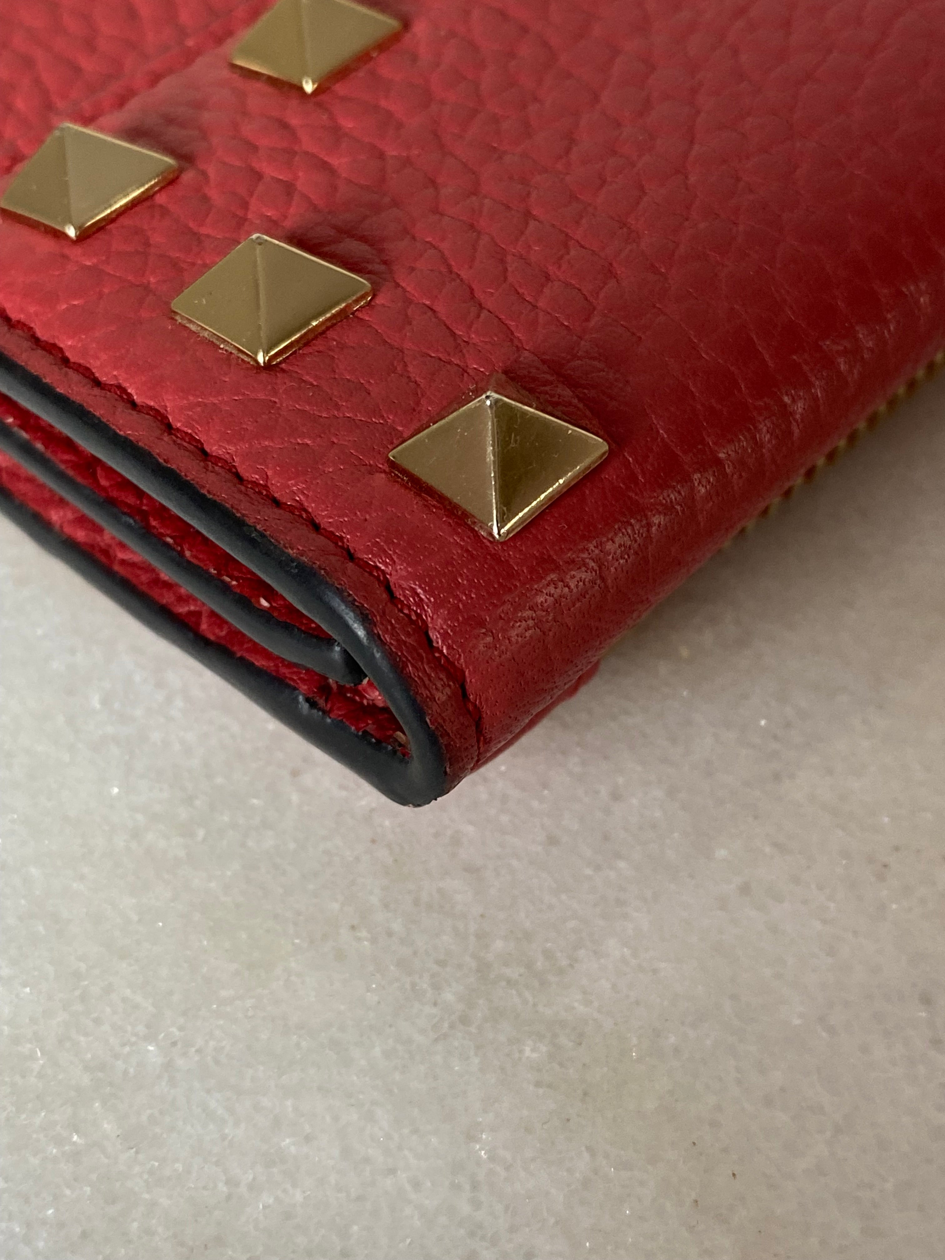 Valentino Red Rockstud Wallet-wallet-Valentino-The Closet Egypt
