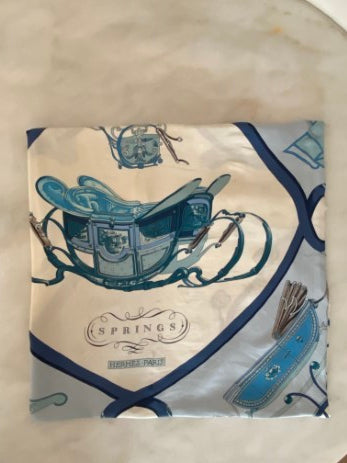 Hermes Blue Springs Square Silk-Scarf-Hermes-The Closet Egypt