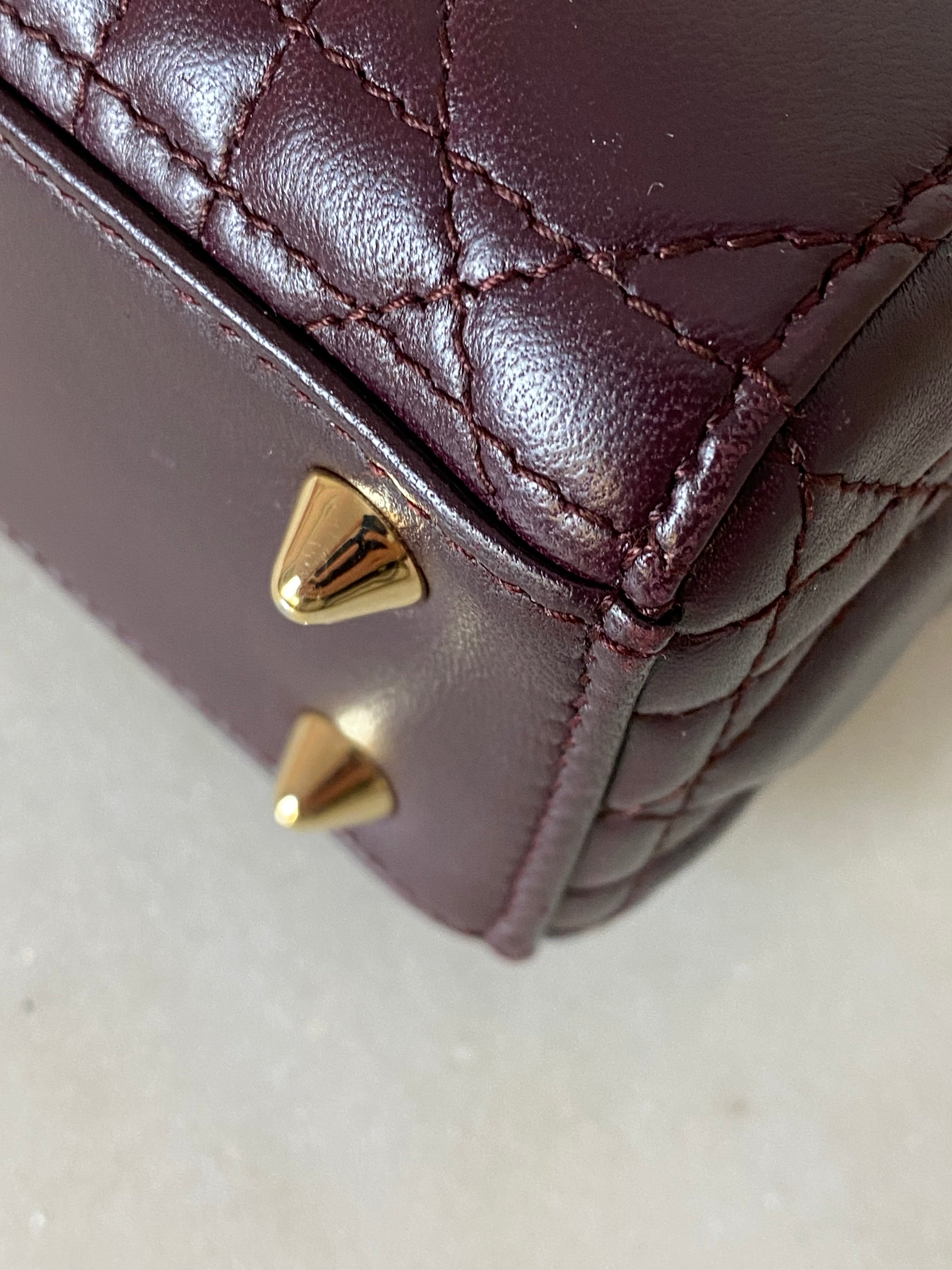 Christian Dior Burgundy Lady Dior Small W/ Strap-handbag-Christian Dior-The Closet Egypt