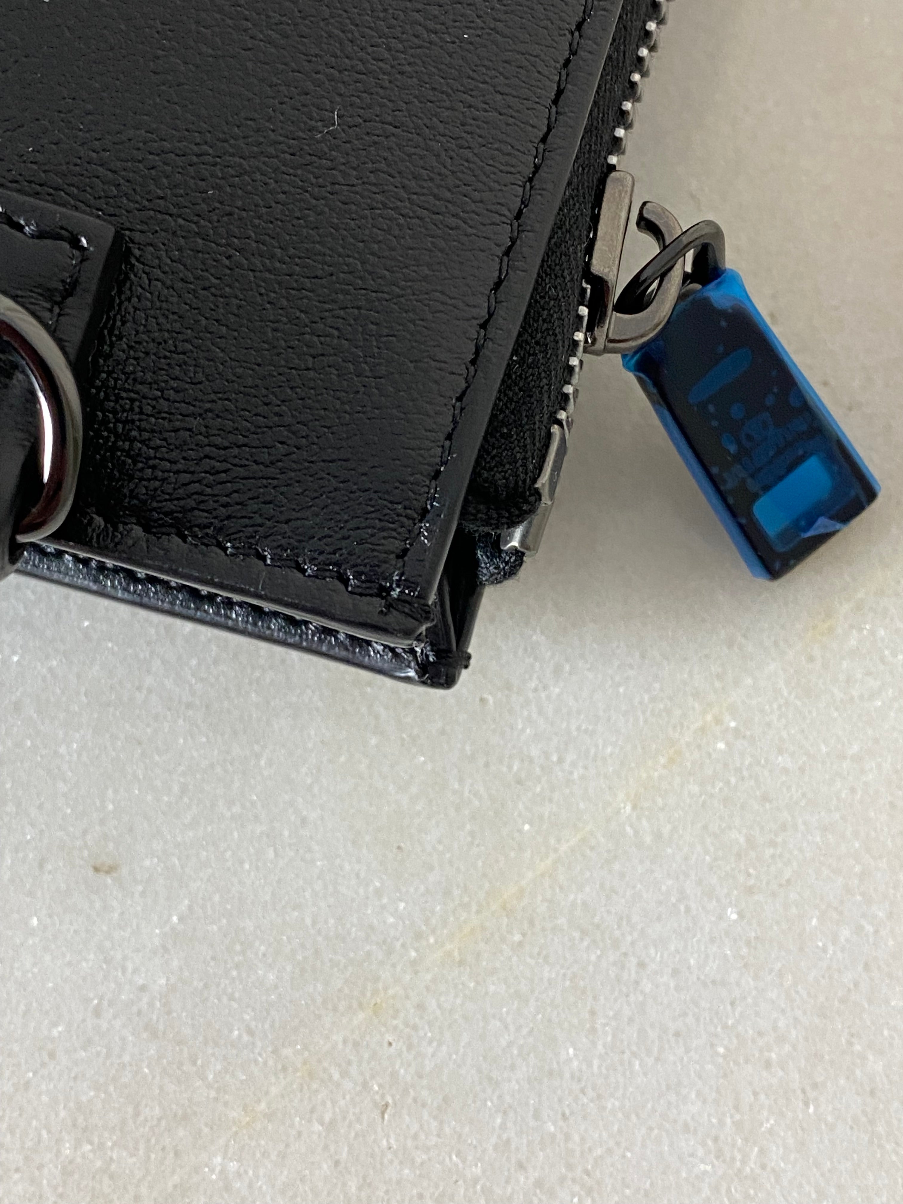 Valentino Black V Logo Zip Clutch