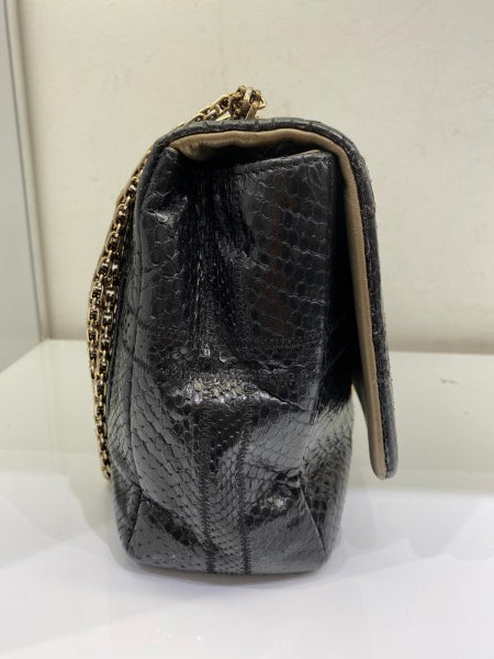 Chanel Black Python Classic Flap Jumbo Bag-handbag-Chanel-The Closet Egypt