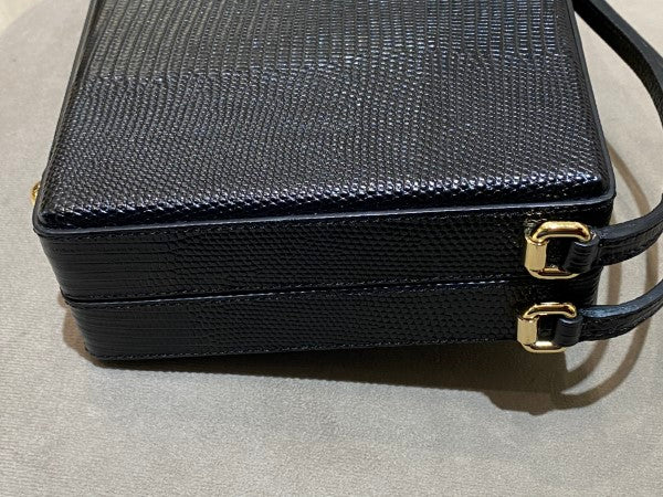 Dolce & Gabbana Black Iguana Print Box Bag-handbag-Dolce & Gabbana-The Closet Egypt