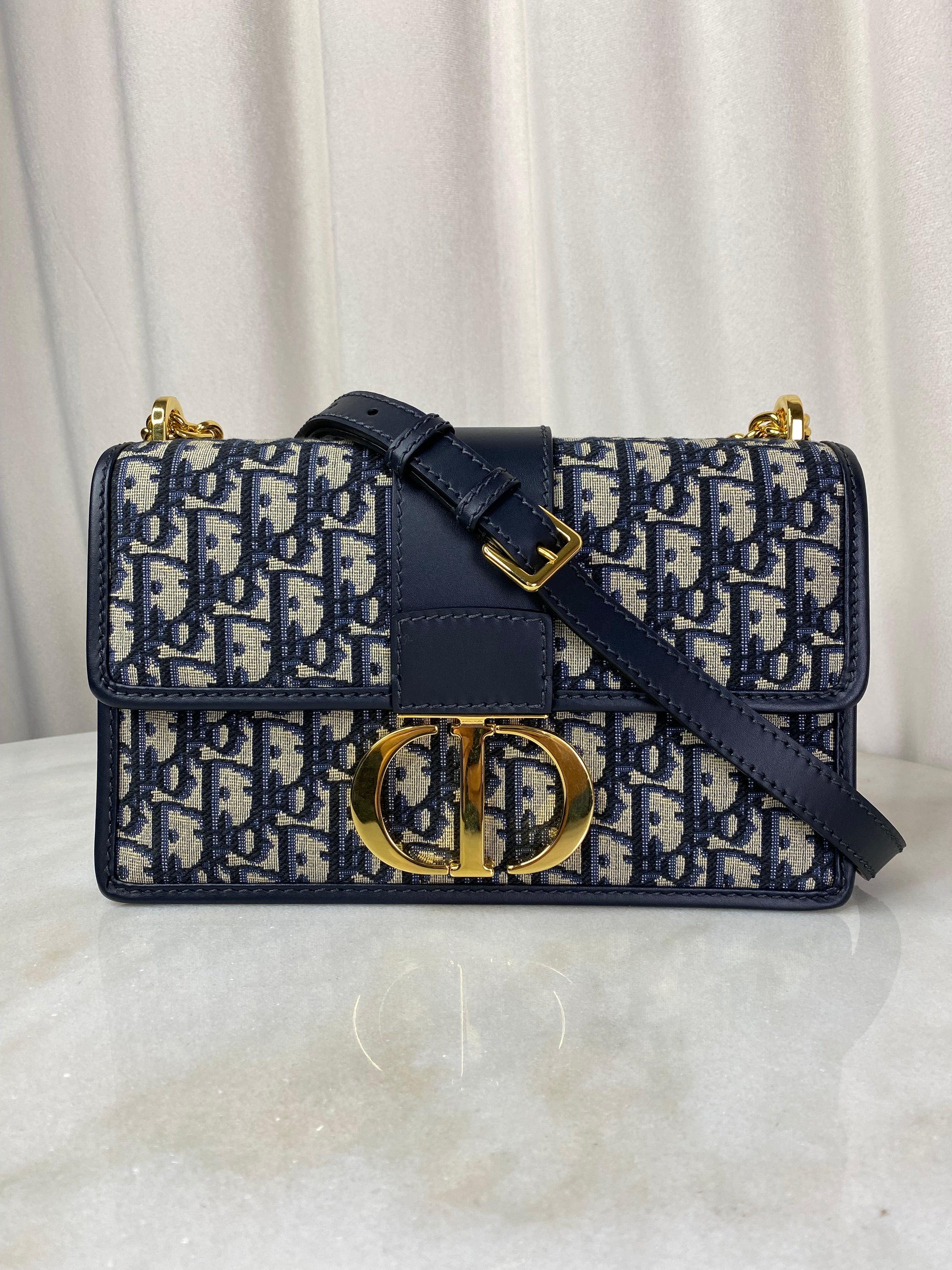 Christian Dior Blue Oblique 30 Montaigne Shoulder Bag