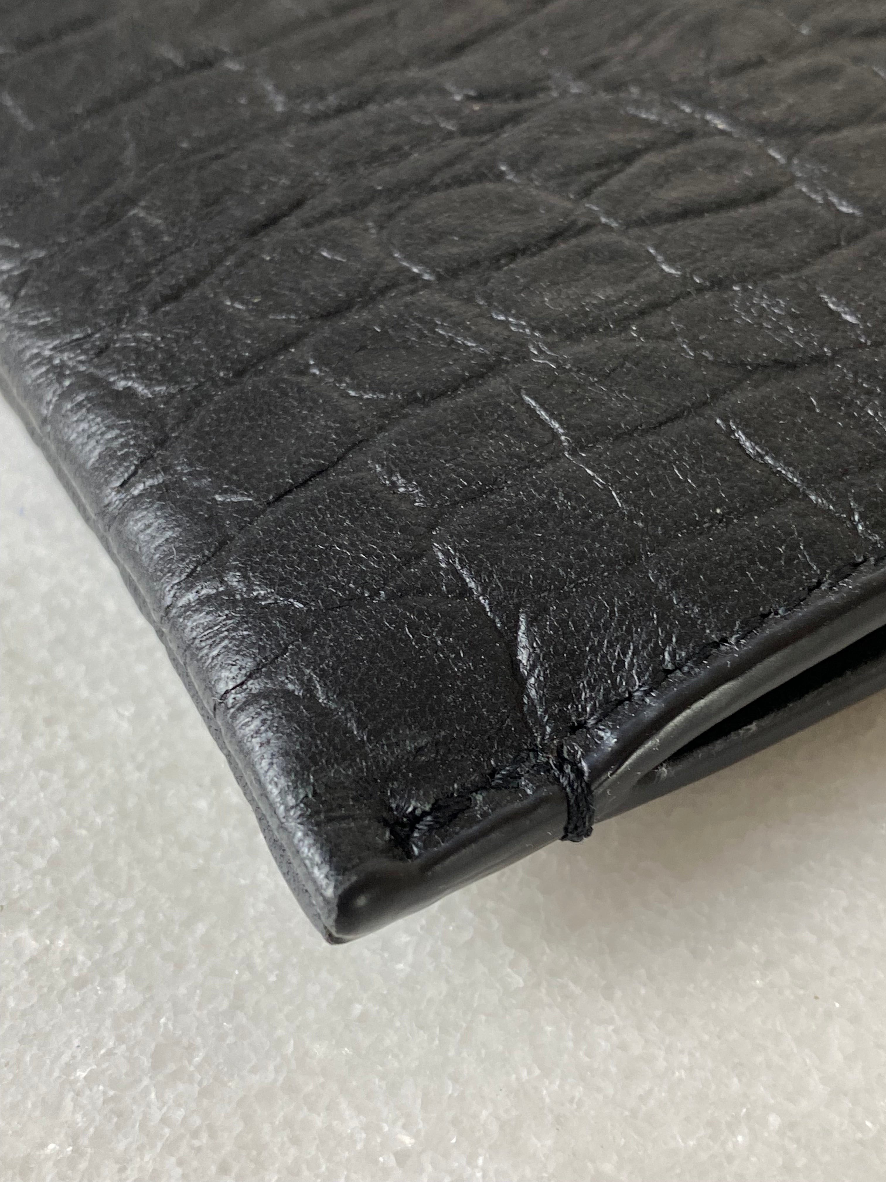 YSL Black Croco Embossed Cassandre Zip Pouch Tablet Holder