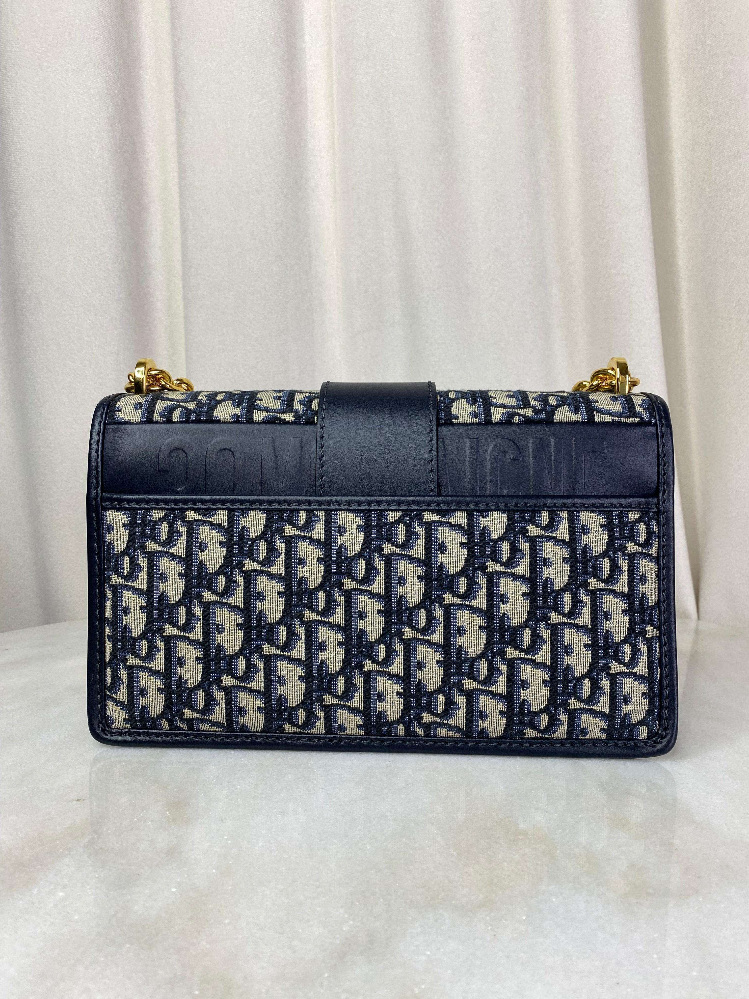 Christian Dior Blue Oblique 30 Montaigne Shoulder Bag