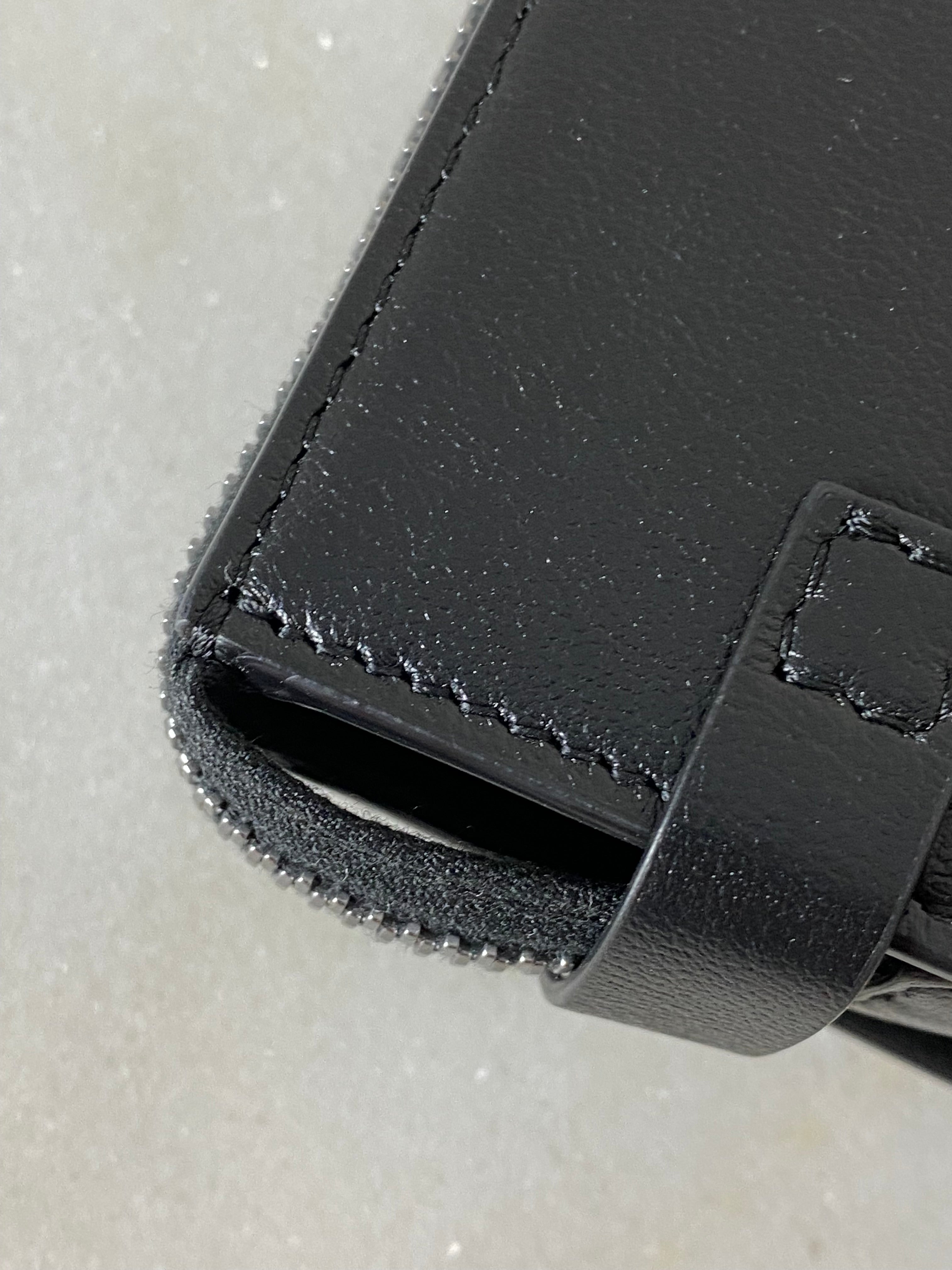 Valentino Black V Logo Zip Clutch