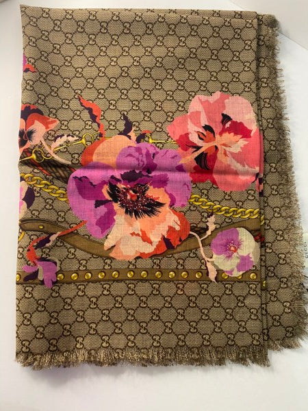 Gucci Tricolor GG Printed Floral Scarf-Scarf-Gucci-The Closet Egypt