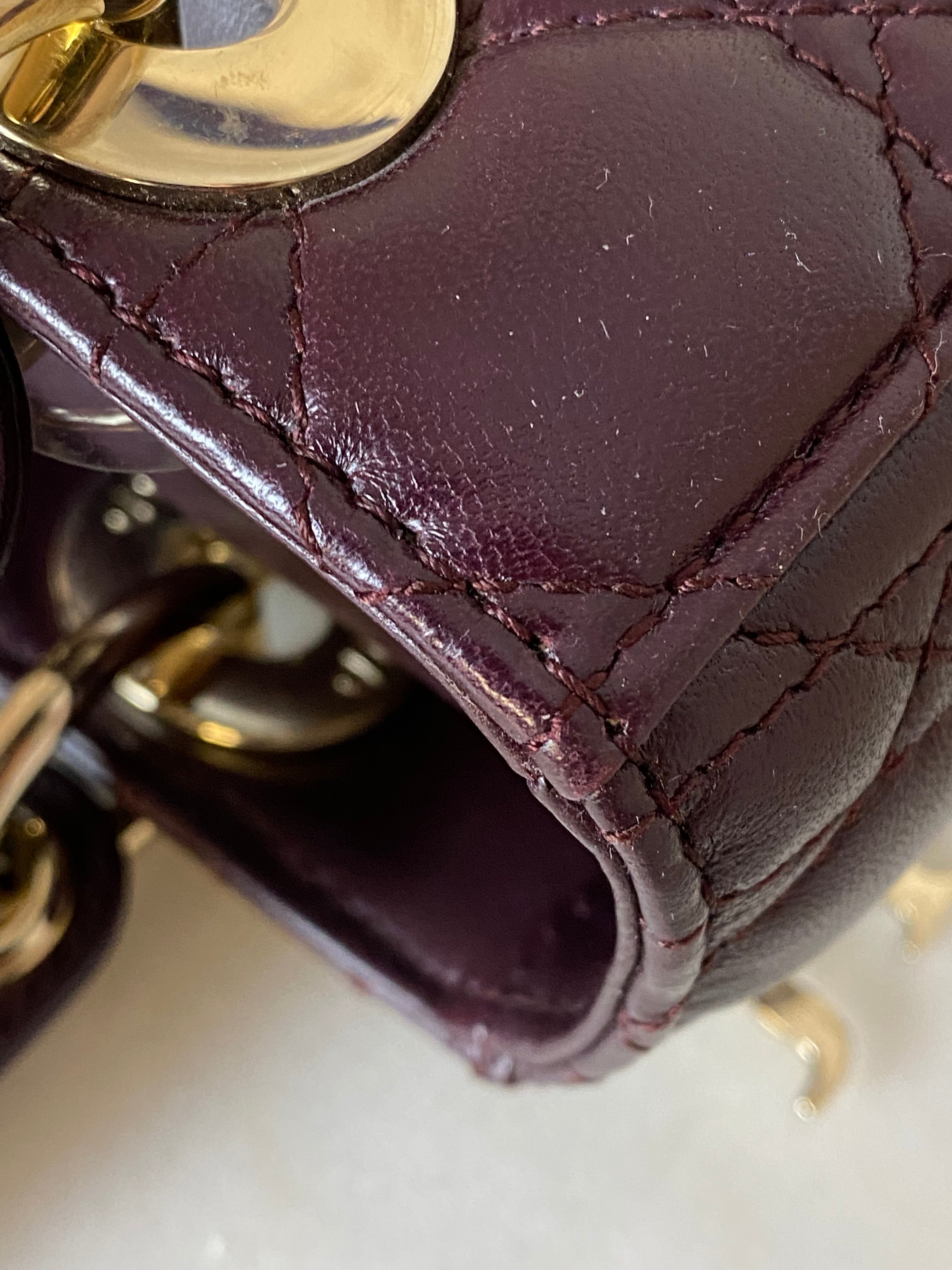 Christian Dior Burgundy Lady Dior Small W/ Strap-handbag-Christian Dior-The Closet Egypt