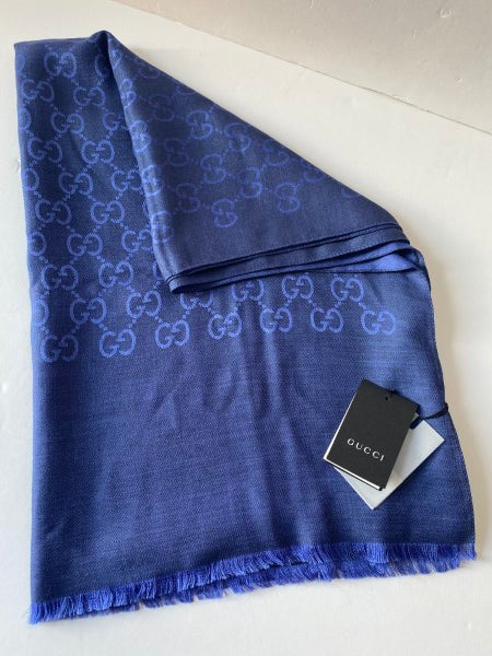 Gucci GG Navy Blue Rectangular Scarf-Scarf-Gucci-The Closet Egypt