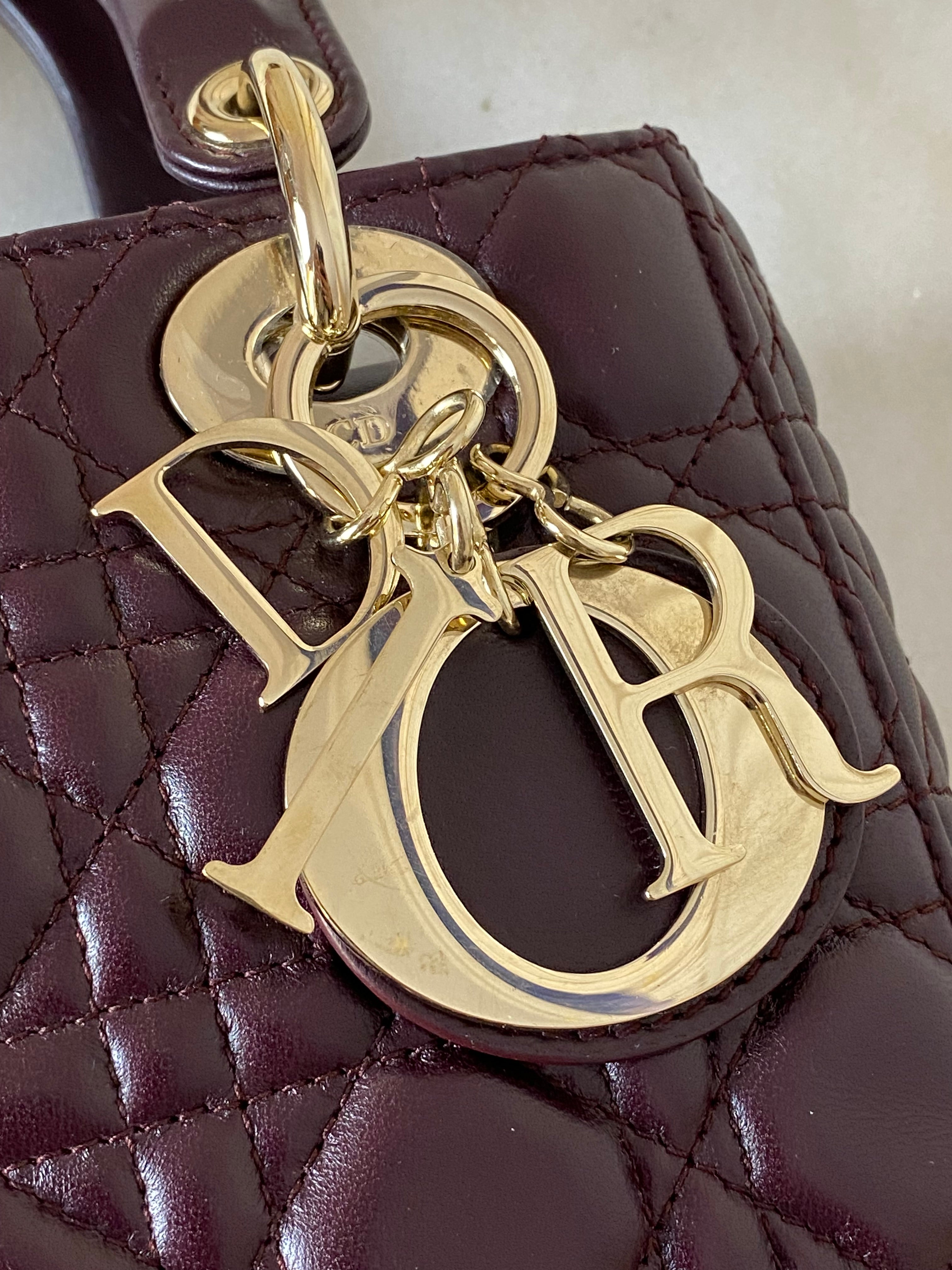 Christian Dior Burgundy Lady Dior Small W/ Strap-handbag-Christian Dior-The Closet Egypt