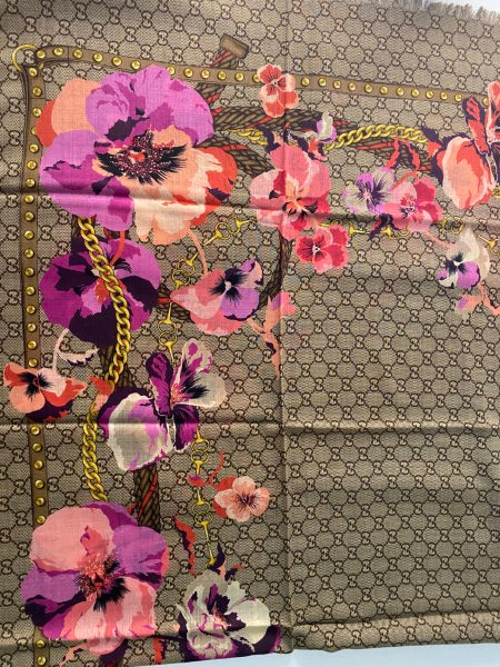 Gucci Tricolor GG Printed Floral Scarf-Scarf-Gucci-The Closet Egypt