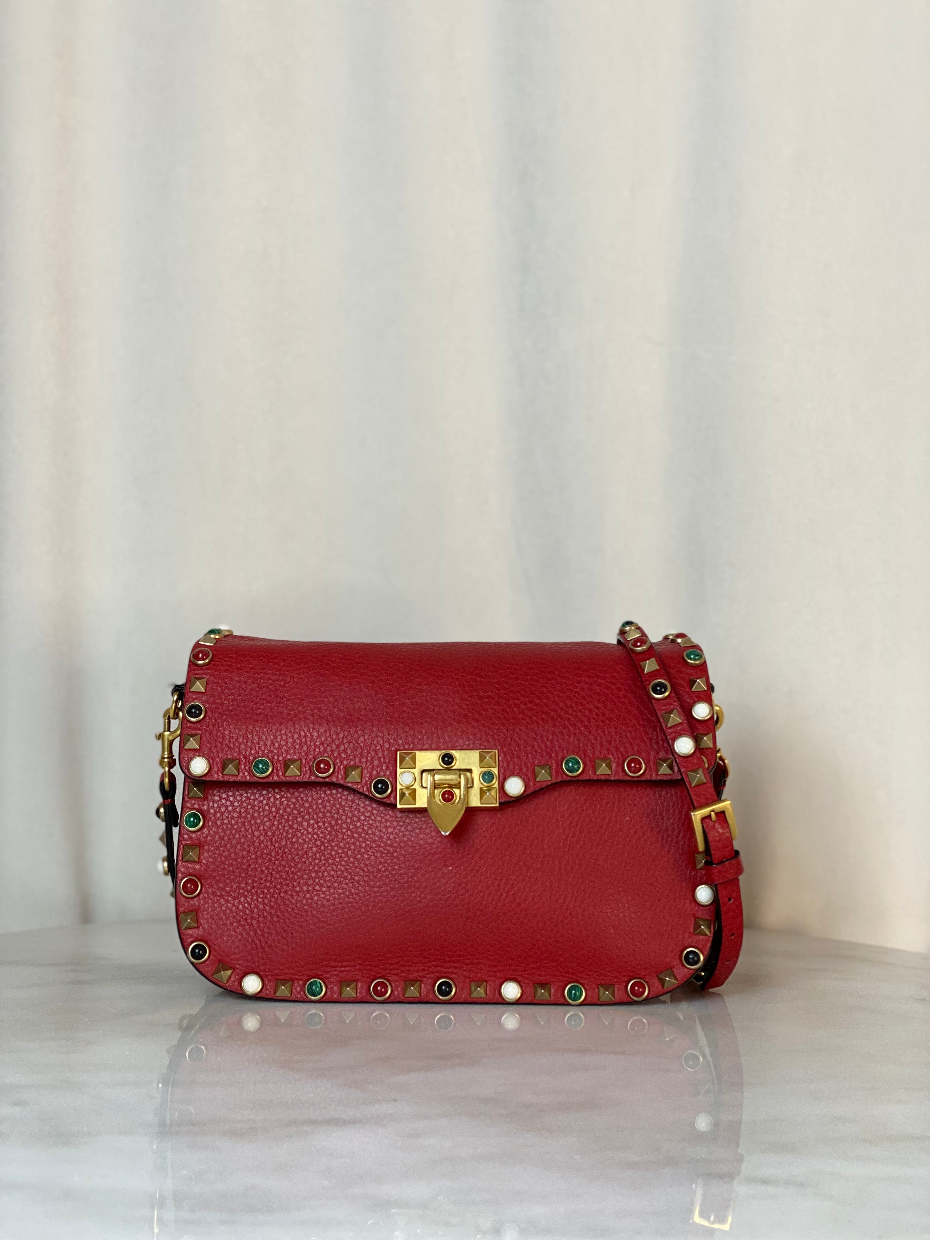 Valentino Red Rolling Rockstud Crossbody Bag-handbag-Valentino-The Closet Egypt