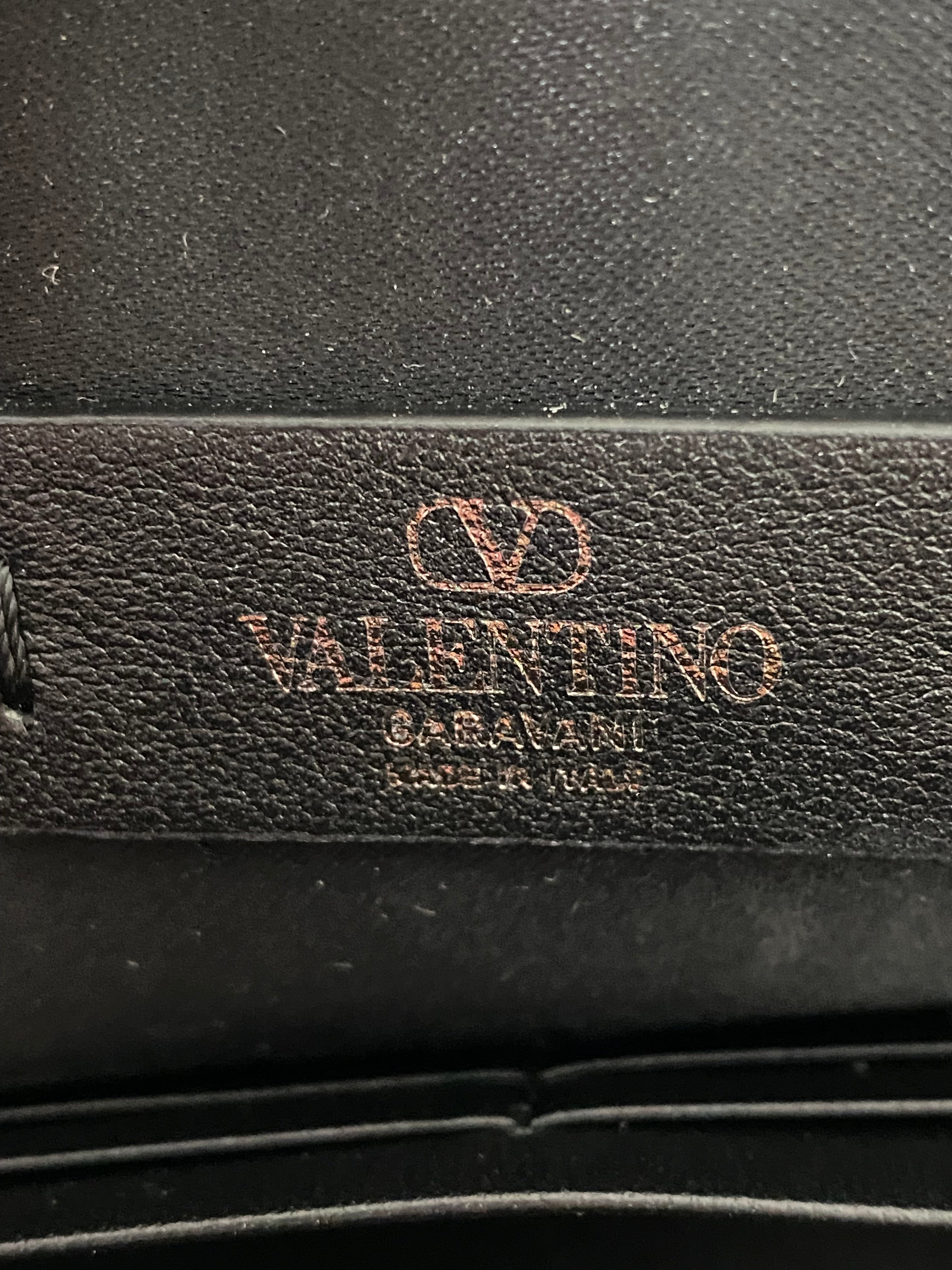 Valentino Black V Logo Zip Clutch