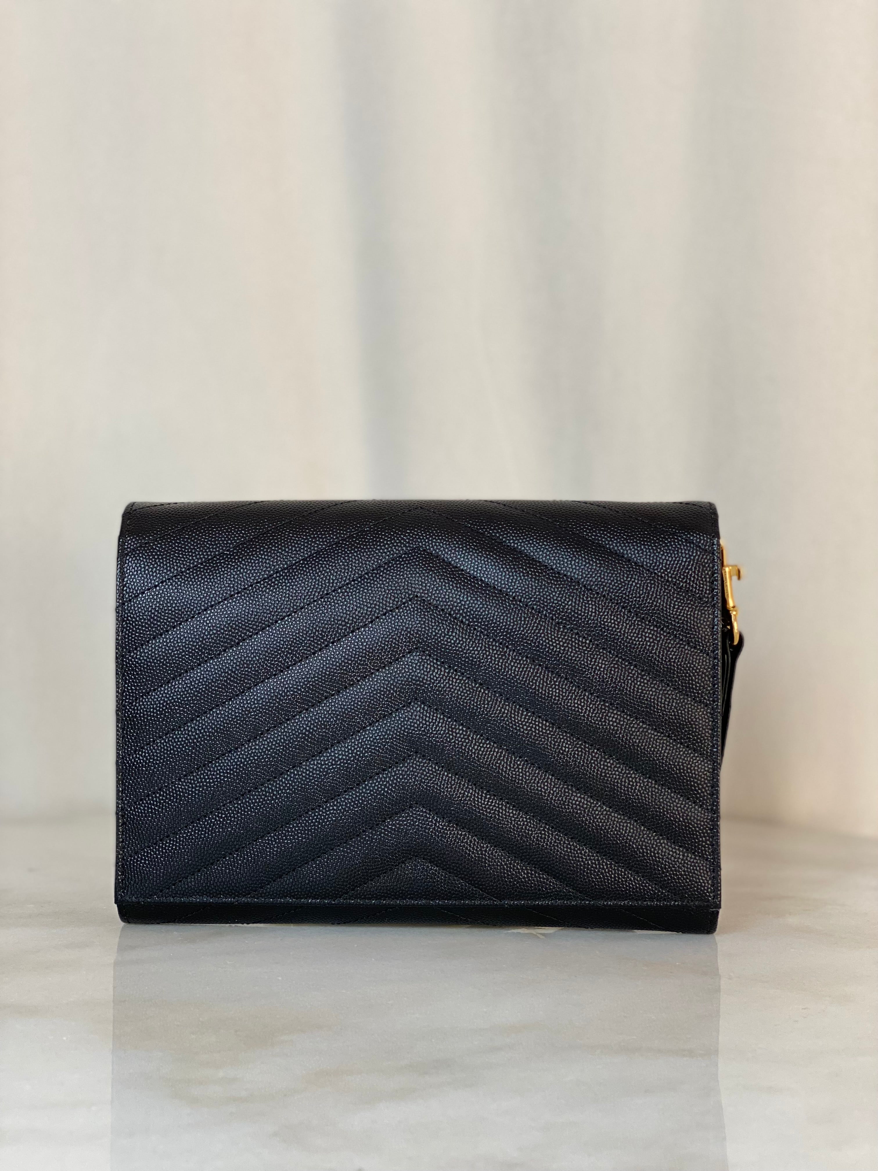 YSL Black Cassandre Flap Clutch-Clutch-YSL-The Closet Egypt