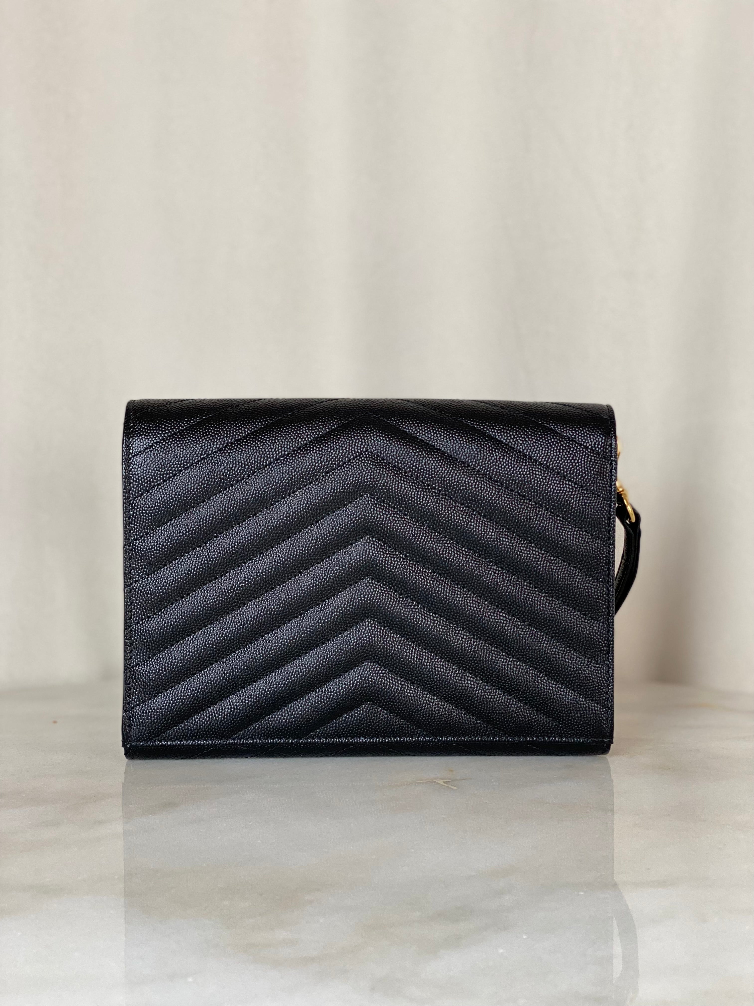 YSL Black Cassandre Small Flap Pouch W/ Holder-Pouch-YSL-The Closet Egypt