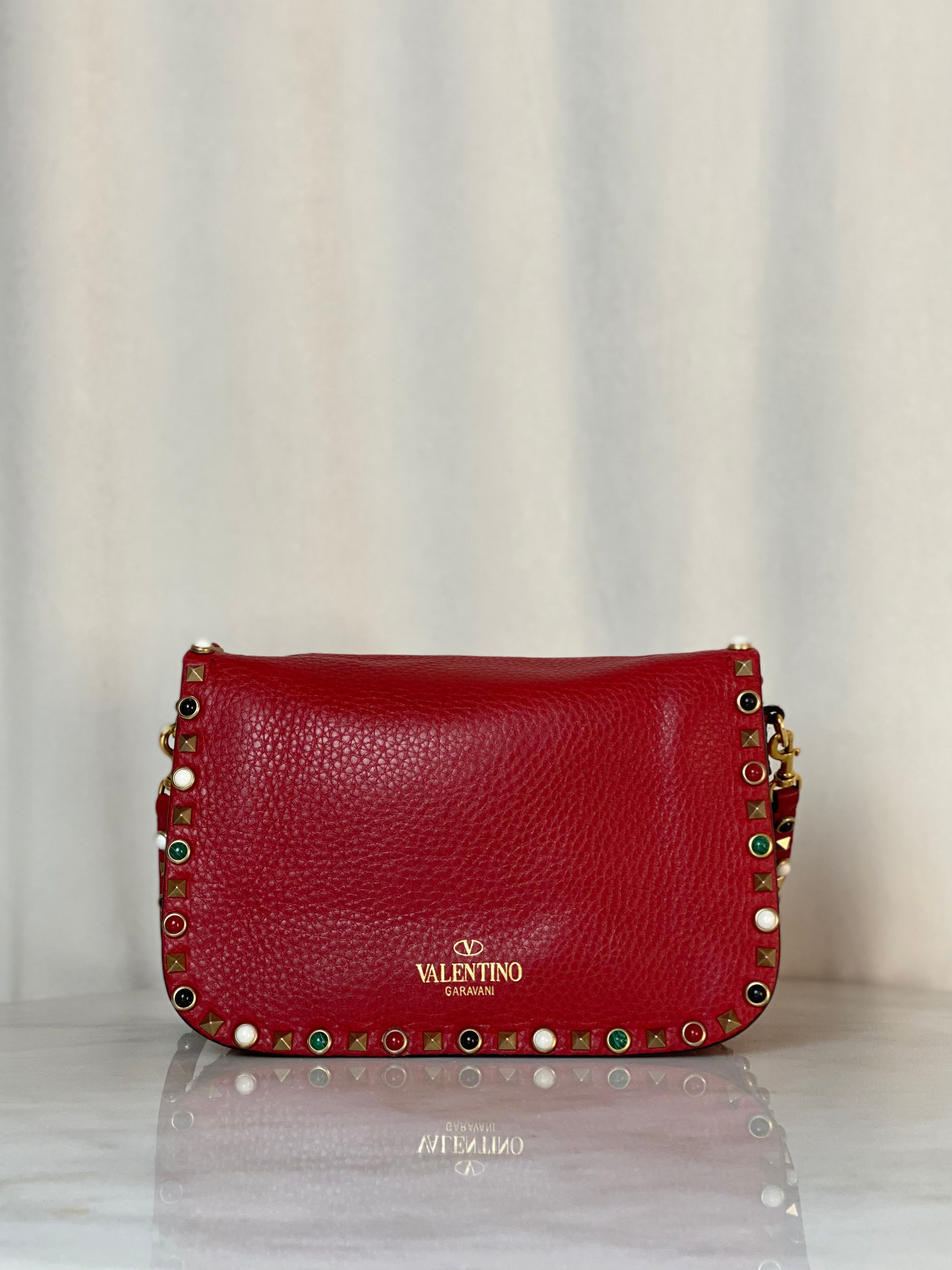 Valentino Red Rolling Rockstud Crossbody Bag-handbag-Valentino-The Closet Egypt