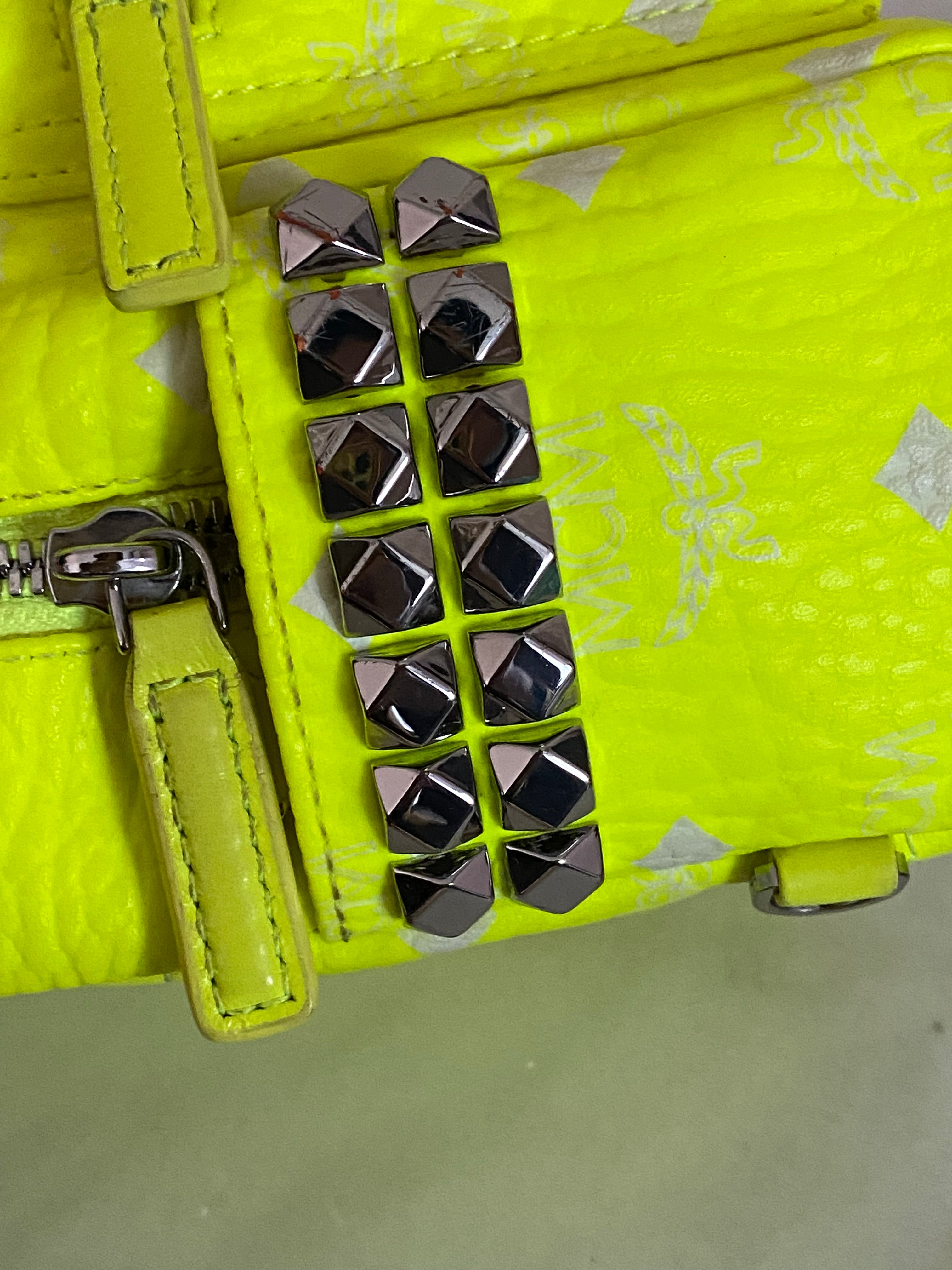 MCM Green Lemon Backpack and Crossbody Bag-Backpack-MCM-The Closet Egypt