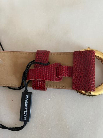Dolce & Gabbana Red Euro D&G Crystal Belt 32-Belt-Dolce & Gabbana-The Closet Egypt