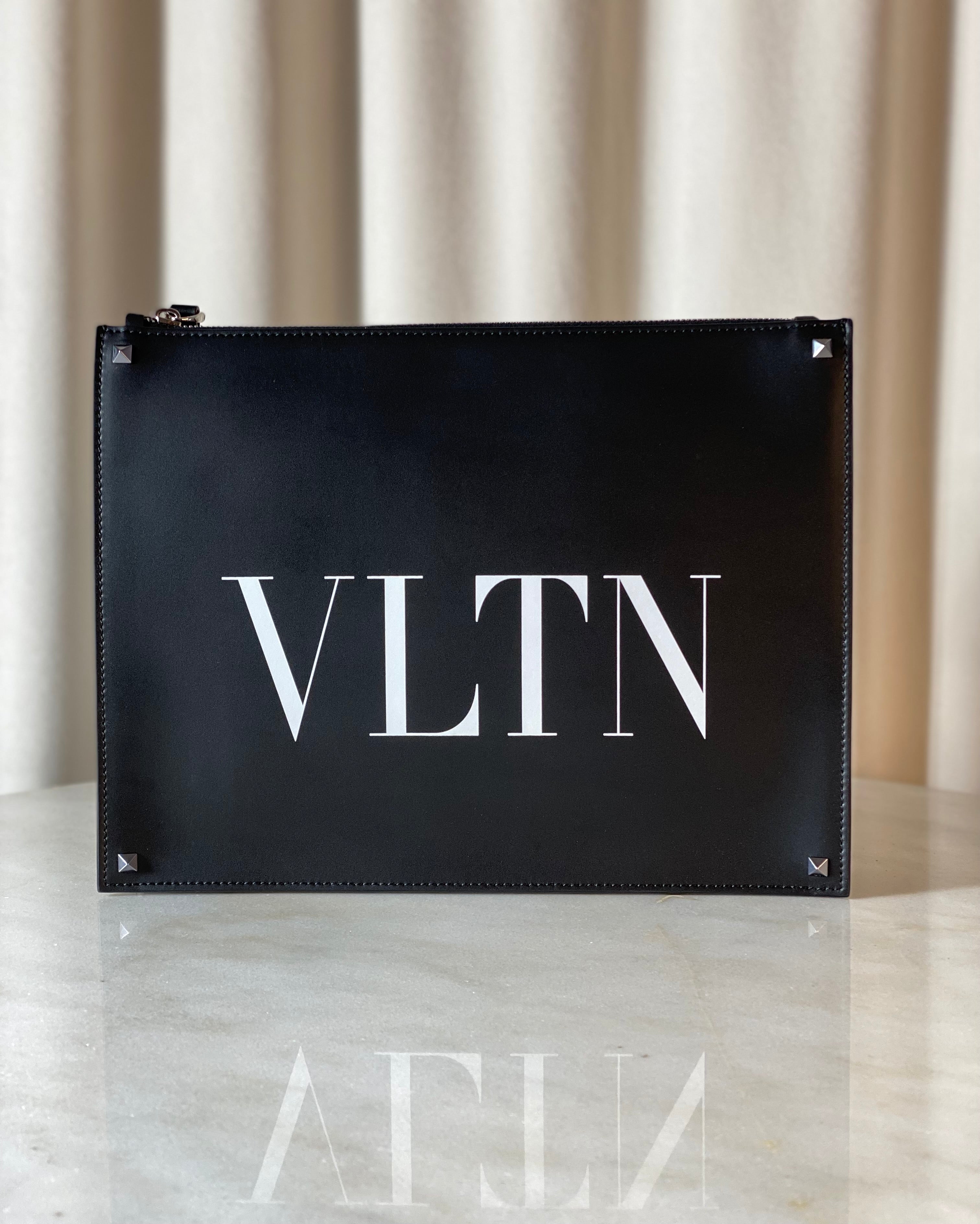Valentino Black VLTN Studded Zip Pouch