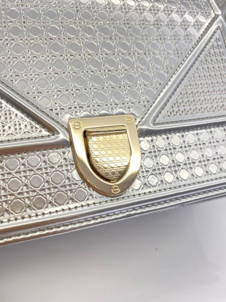 Christian Dior Metallic Silver Diorama Small Bag