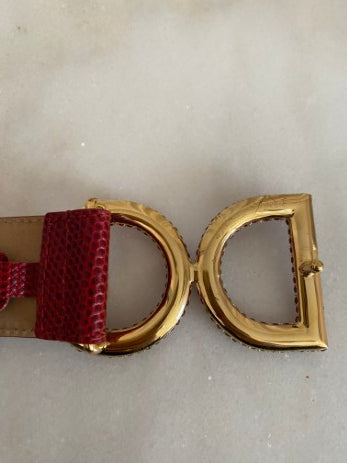 Dolce & Gabbana Red Euro D&G Crystal Belt 32-Belt-Dolce & Gabbana-The Closet Egypt