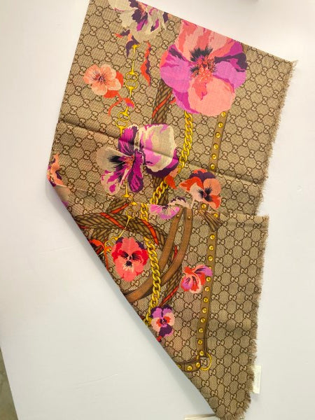 Gucci Tricolor GG Printed Floral Scarf-Scarf-Gucci-The Closet Egypt