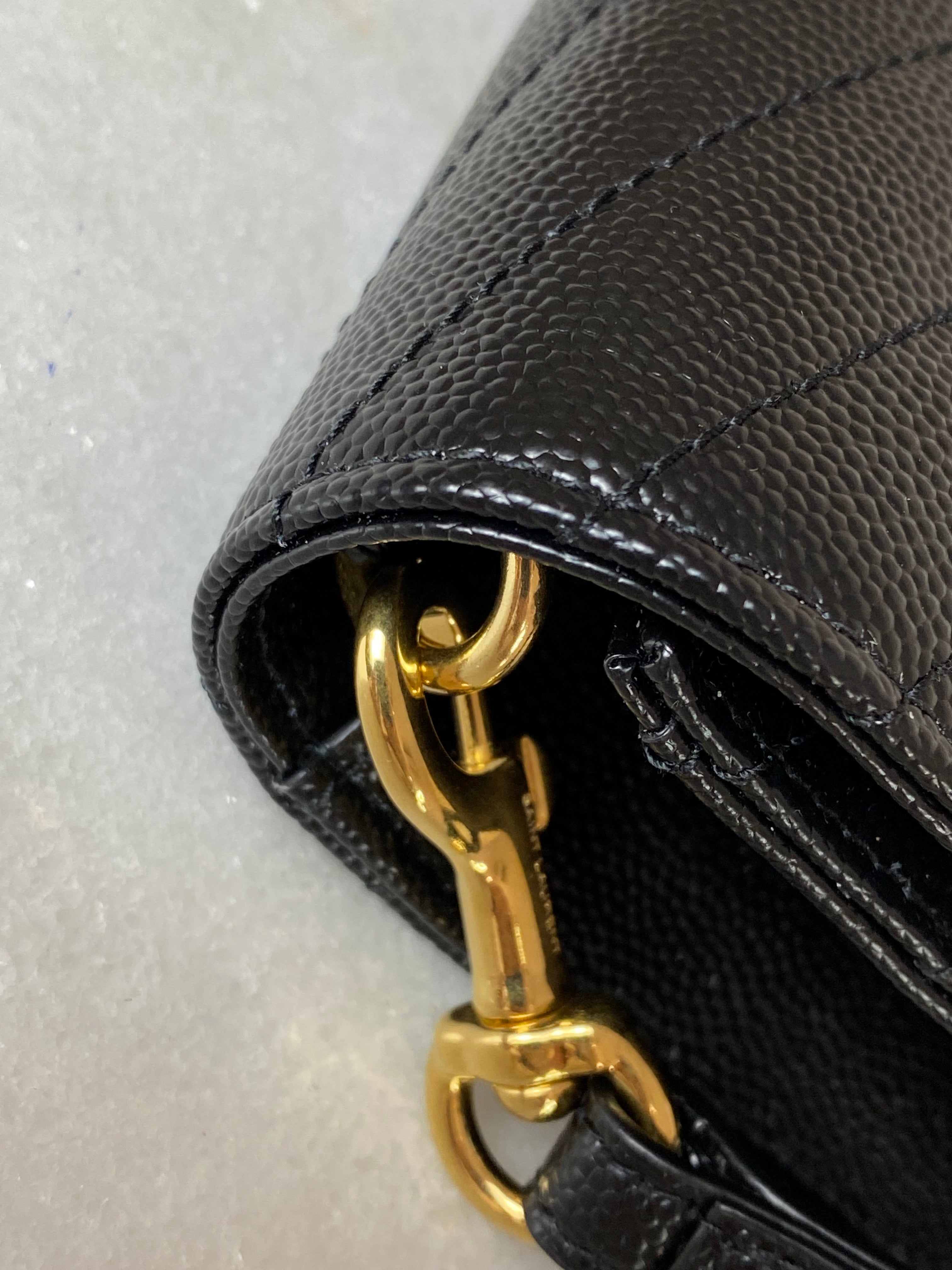 YSL Black Cassandre Small Flap Pouch W/ Holder-Pouch-YSL-The Closet Egypt